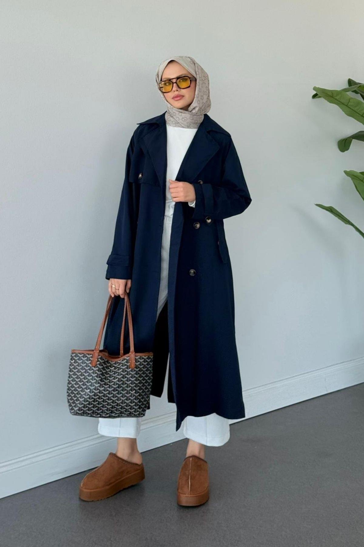 Rüzgarlık Trençkot Lacivert, Fiyatları Rüzgarlık Trençkot Lacivert - Haza Moda 