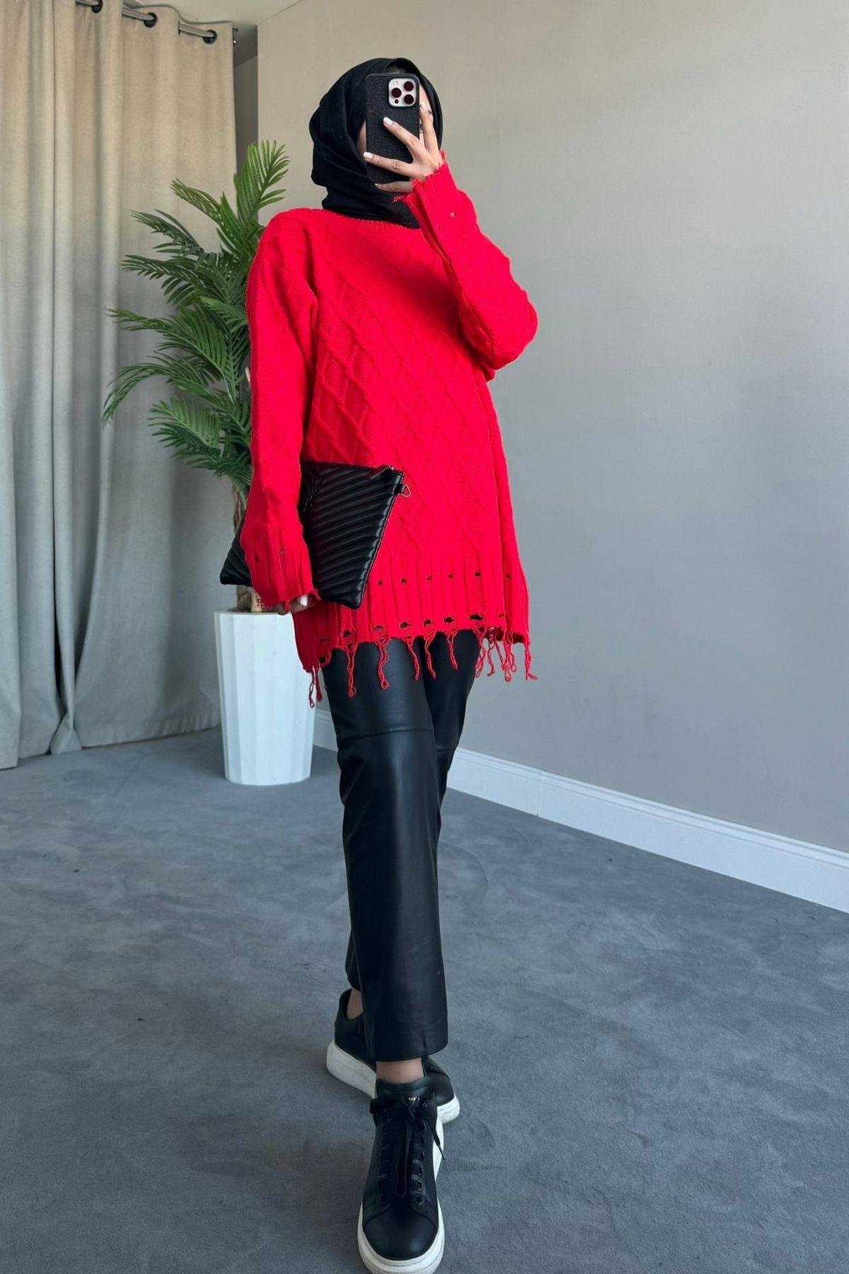 Saçaklı Baklava Kazak Kırmızı, Fiyatları 