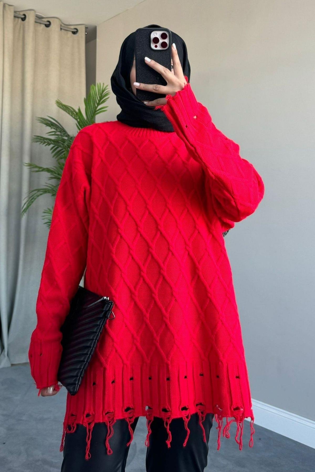 Saçaklı Baklava Kazak Kırmızı, Fiyatları 