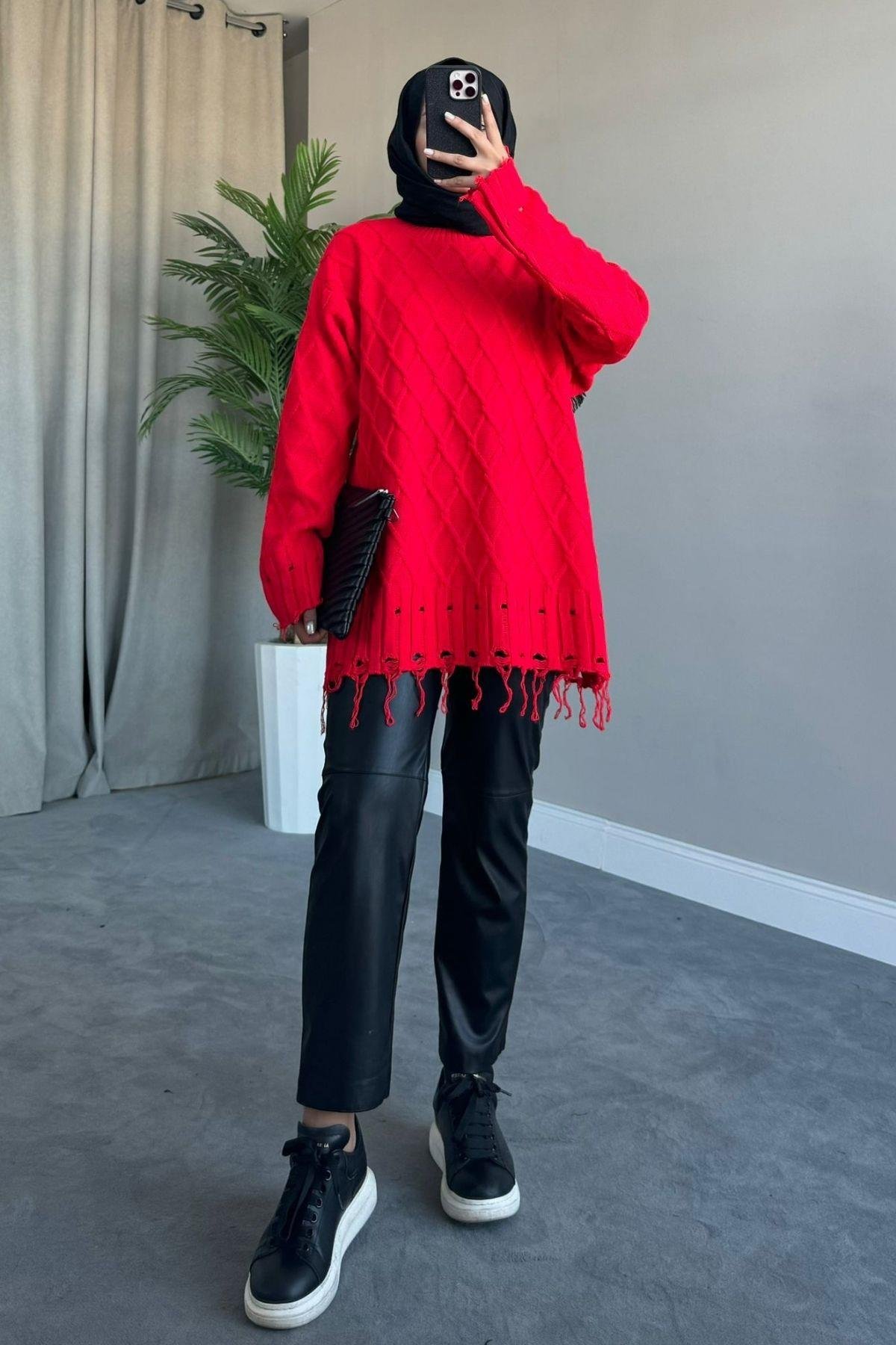 Saçaklı Baklava Kazak Kırmızı, Fiyatları 