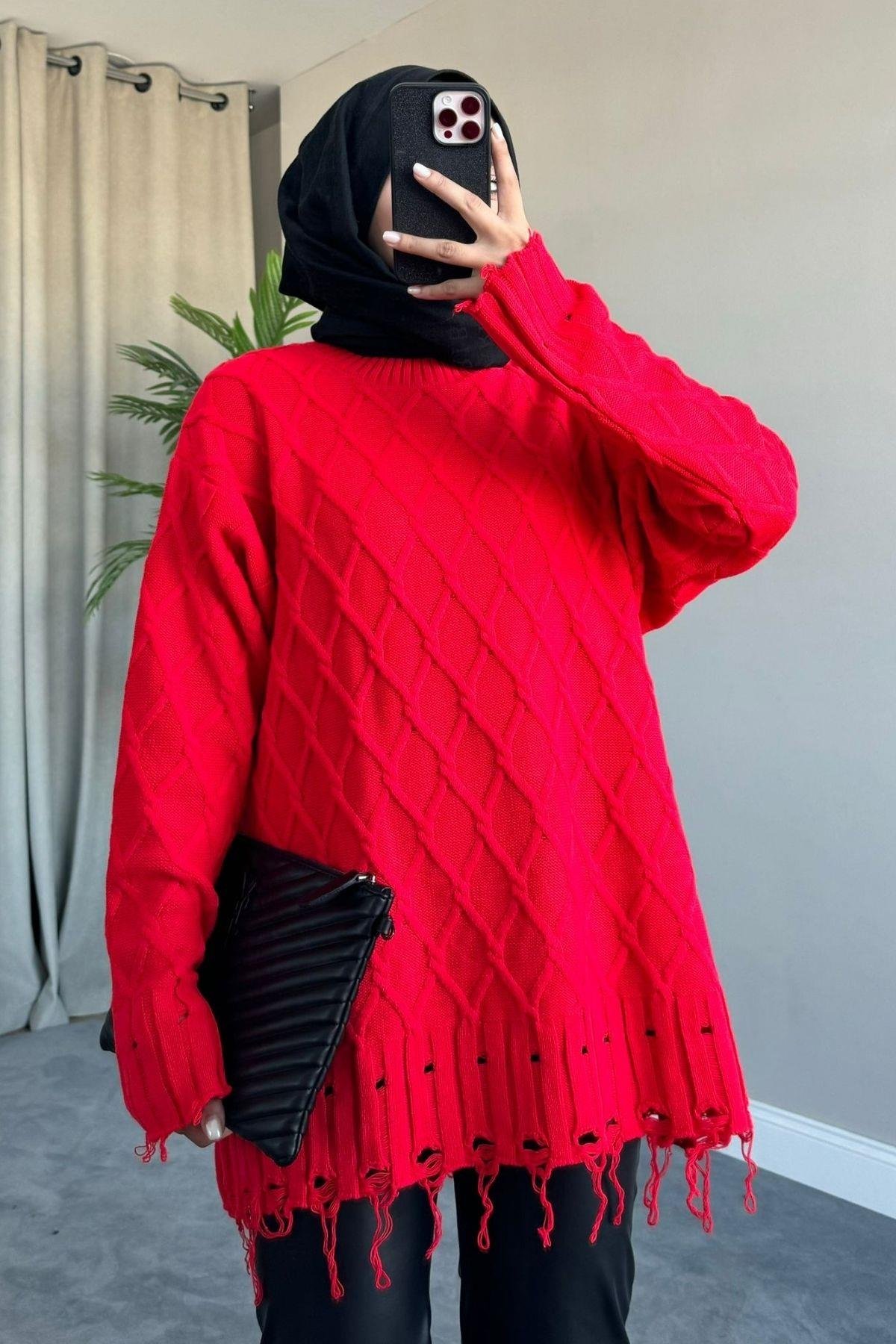 Saçaklı Baklava Kazak Kırmızı, Fiyatları 