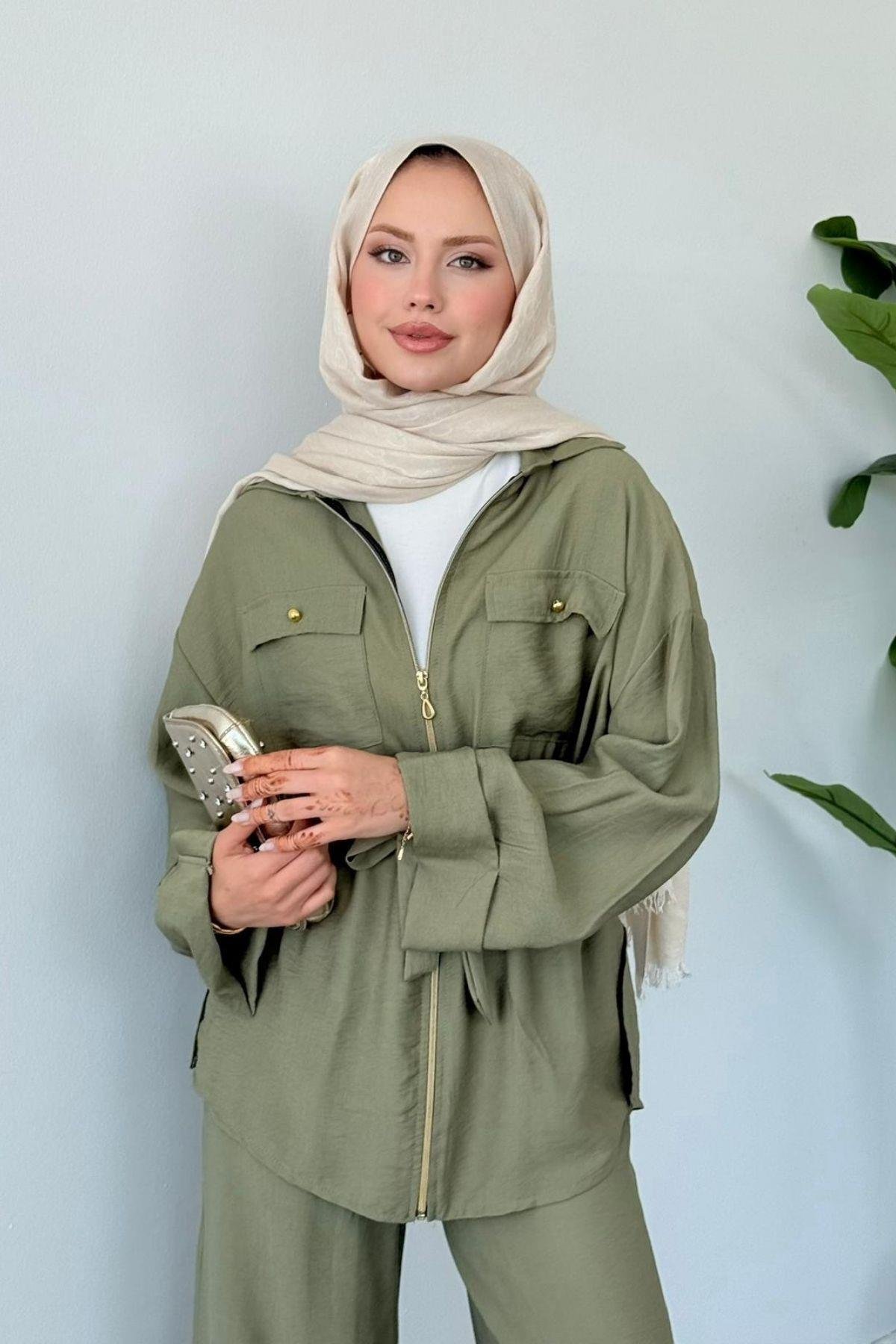 Şakayık Takım Haki, Fiyatları Şakayık Takım Haki- Haza Moda 