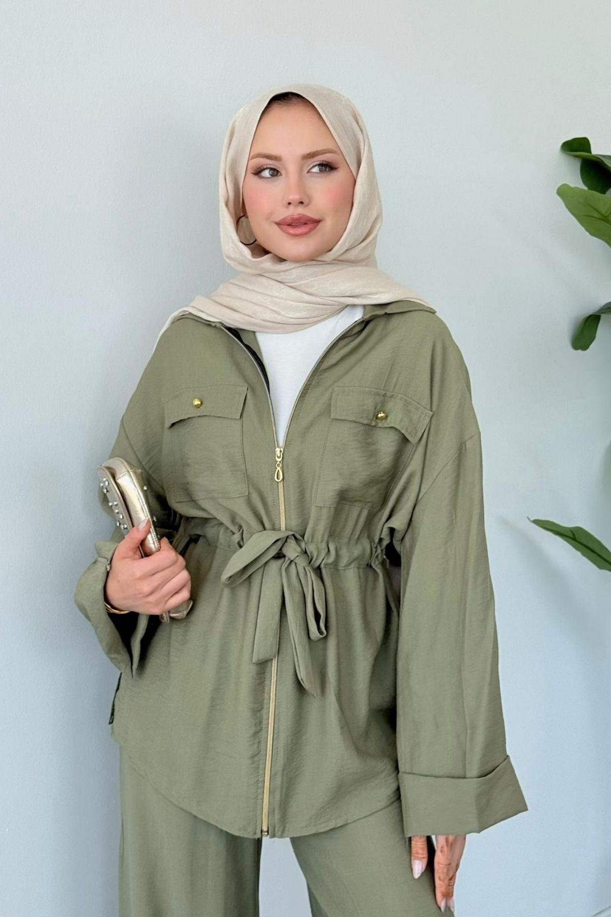 Şakayık Takım Haki, Fiyatları Şakayık Takım Haki- Haza Moda 