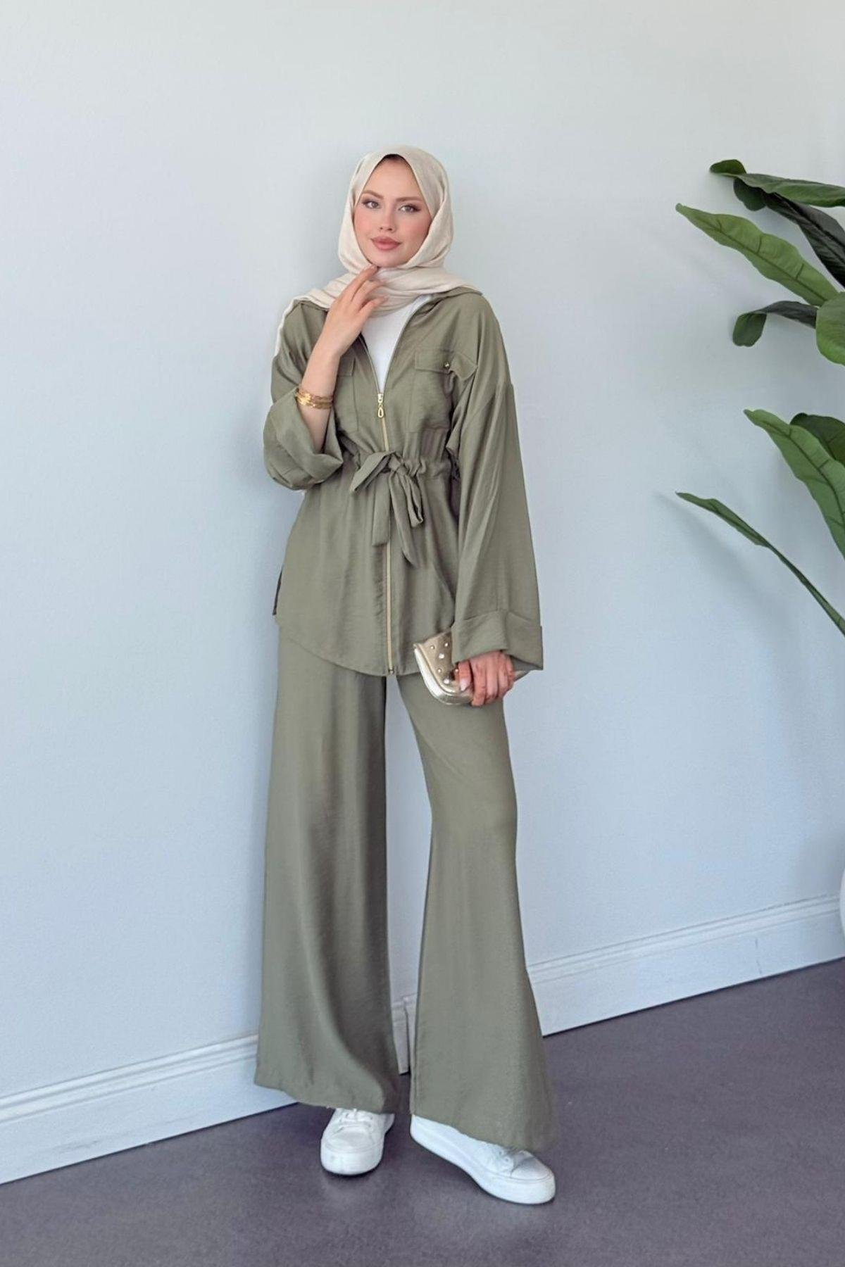 Şakayık Takım Haki, Fiyatları Şakayık Takım Haki- Haza Moda 