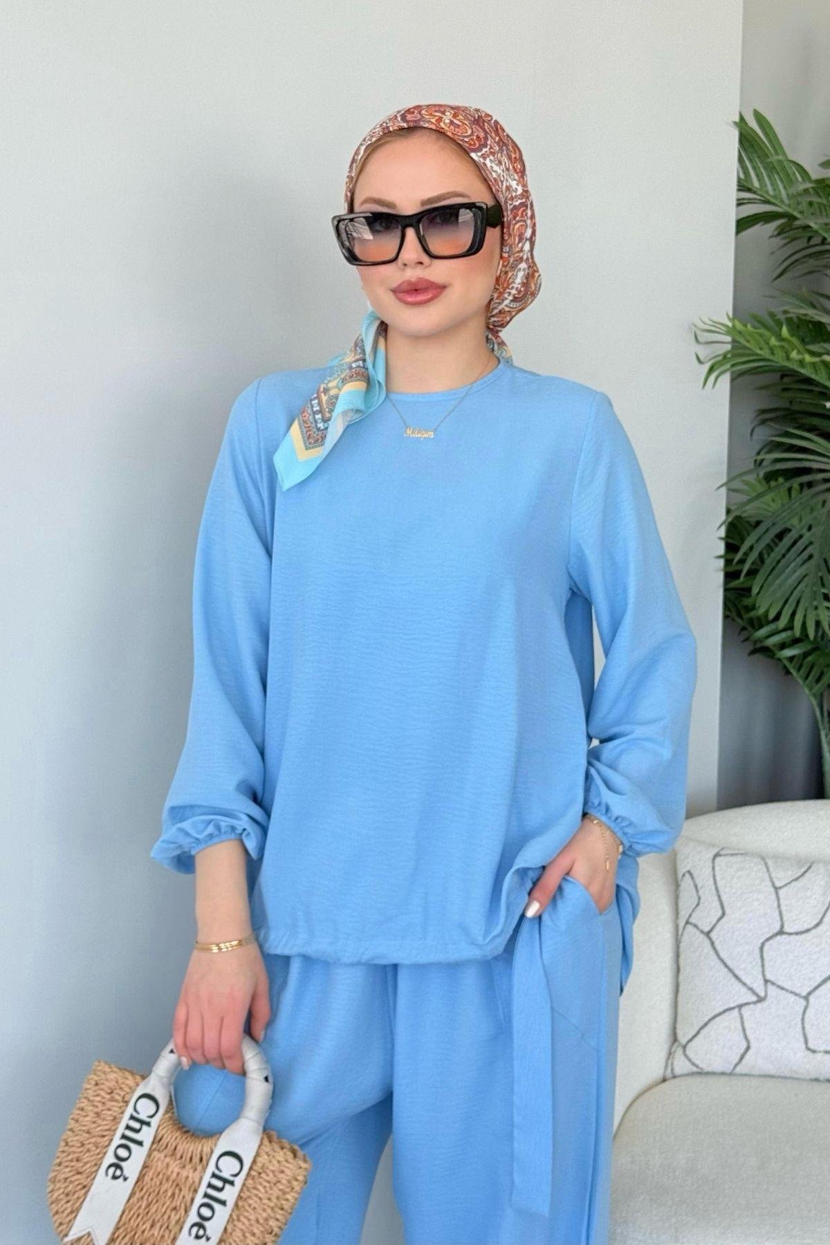 Şalvar Takım Bebe Mavi, Fiyatları Şalvar Airobin Takım Bebe Mavi - Haza Moda 