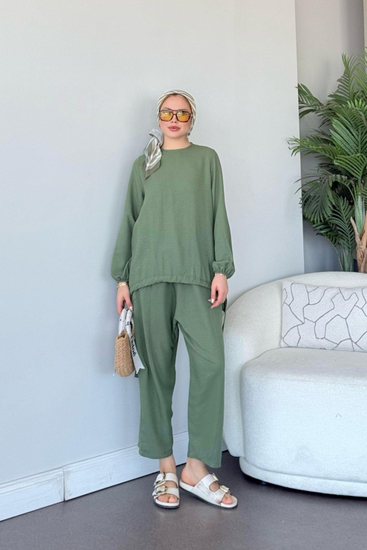 Şalvar Takım Mint, Fiyatları Şalvar Airobin Takım Mint- Haza Moda 