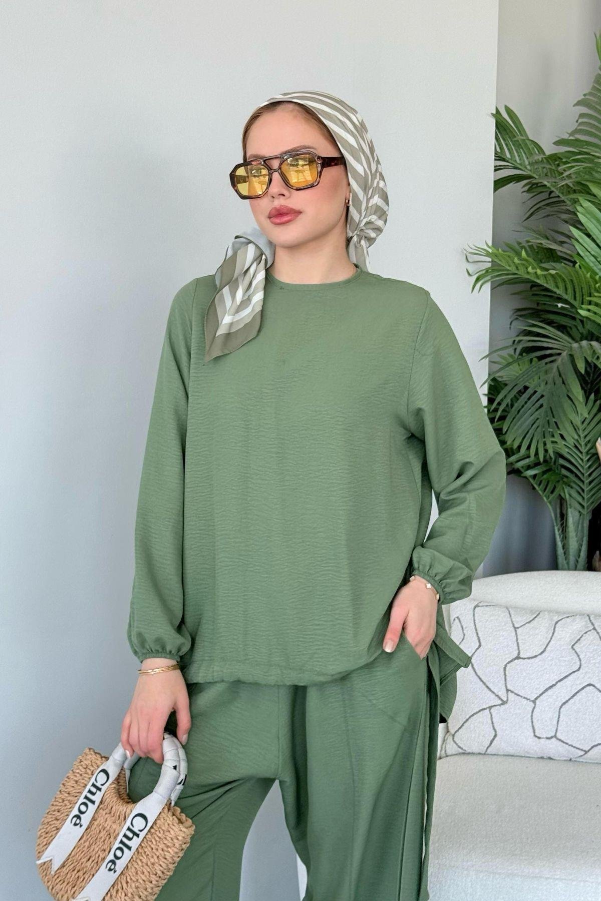 Şalvar Takım Mint, Fiyatları Şalvar Airobin Takım Mint- Haza Moda 