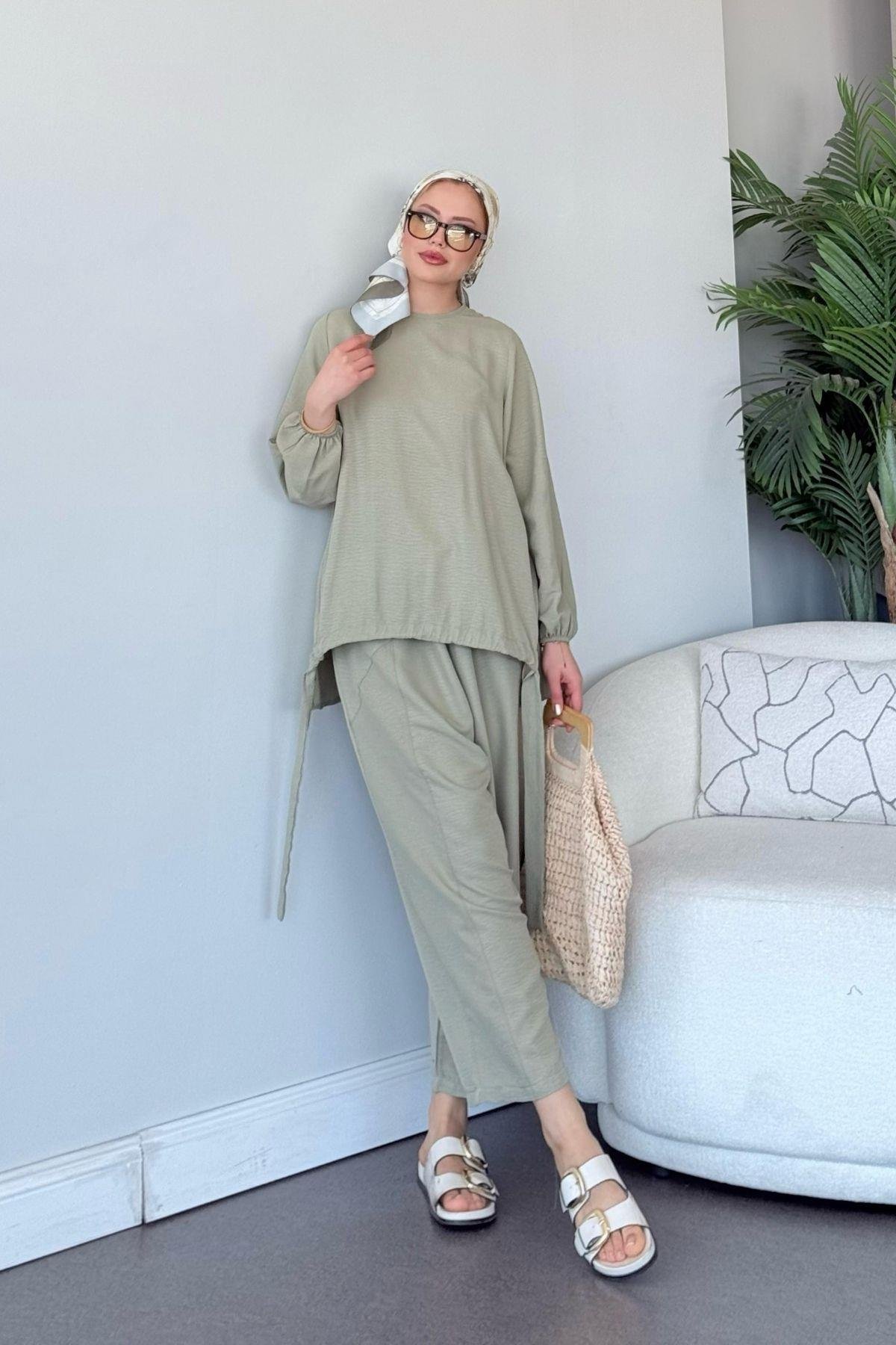 Şalvar Takım Mint, Fiyatları Şalvar Airobin Takım Mİnt - Haza Moda 