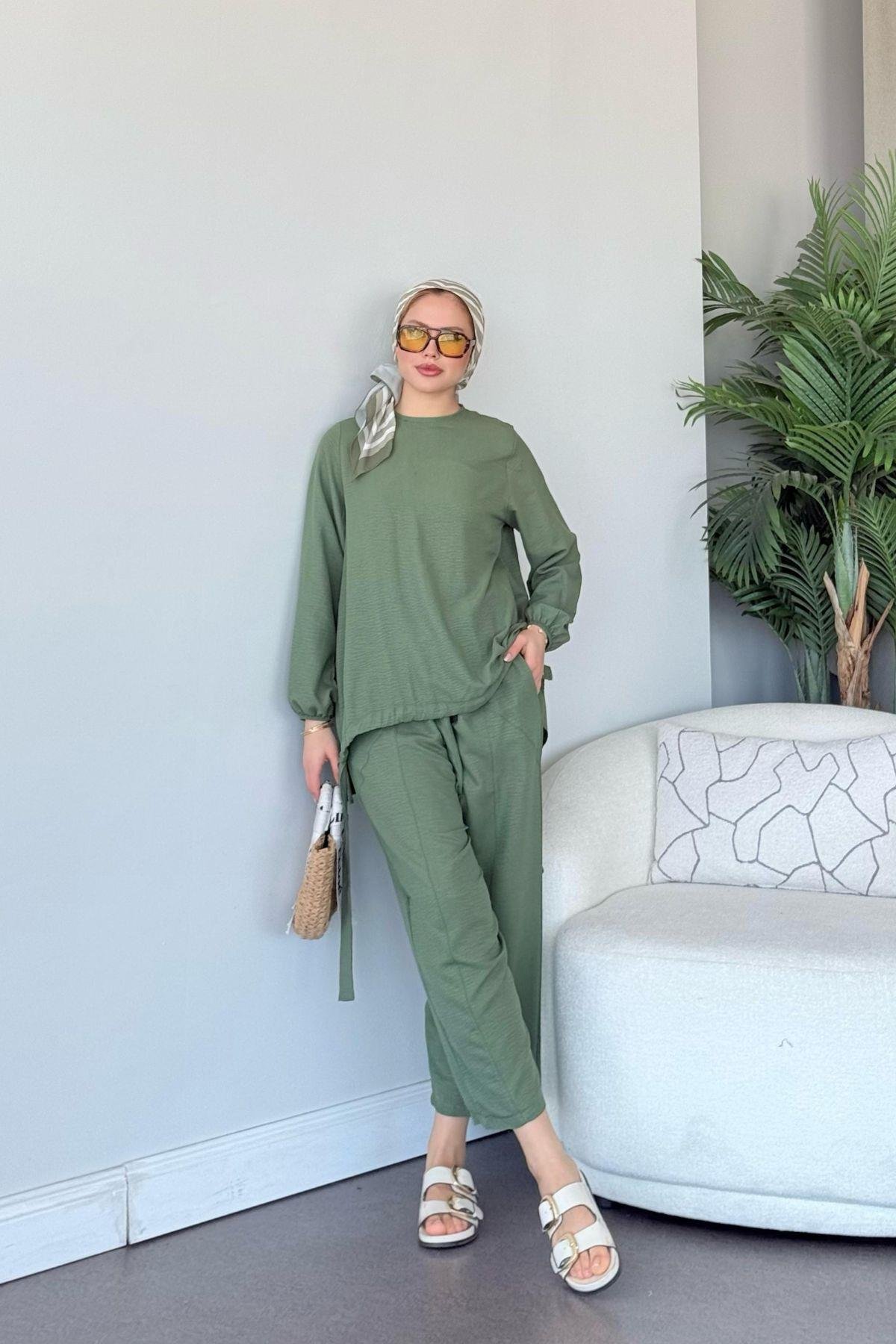 Şalvar Takım Mint, Fiyatları Şalvar Airobin Takım Mint- Haza Moda 