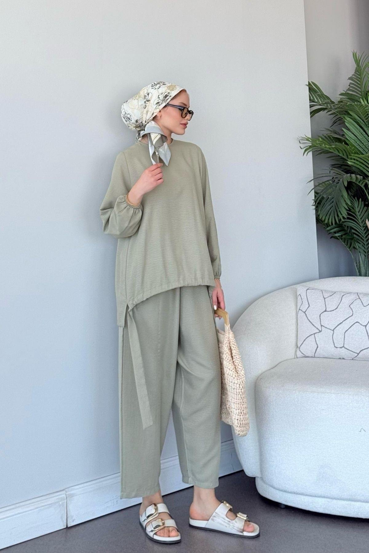 Şalvar Takım Mint, Fiyatları Şalvar Airobin Takım Mİnt - Haza Moda 