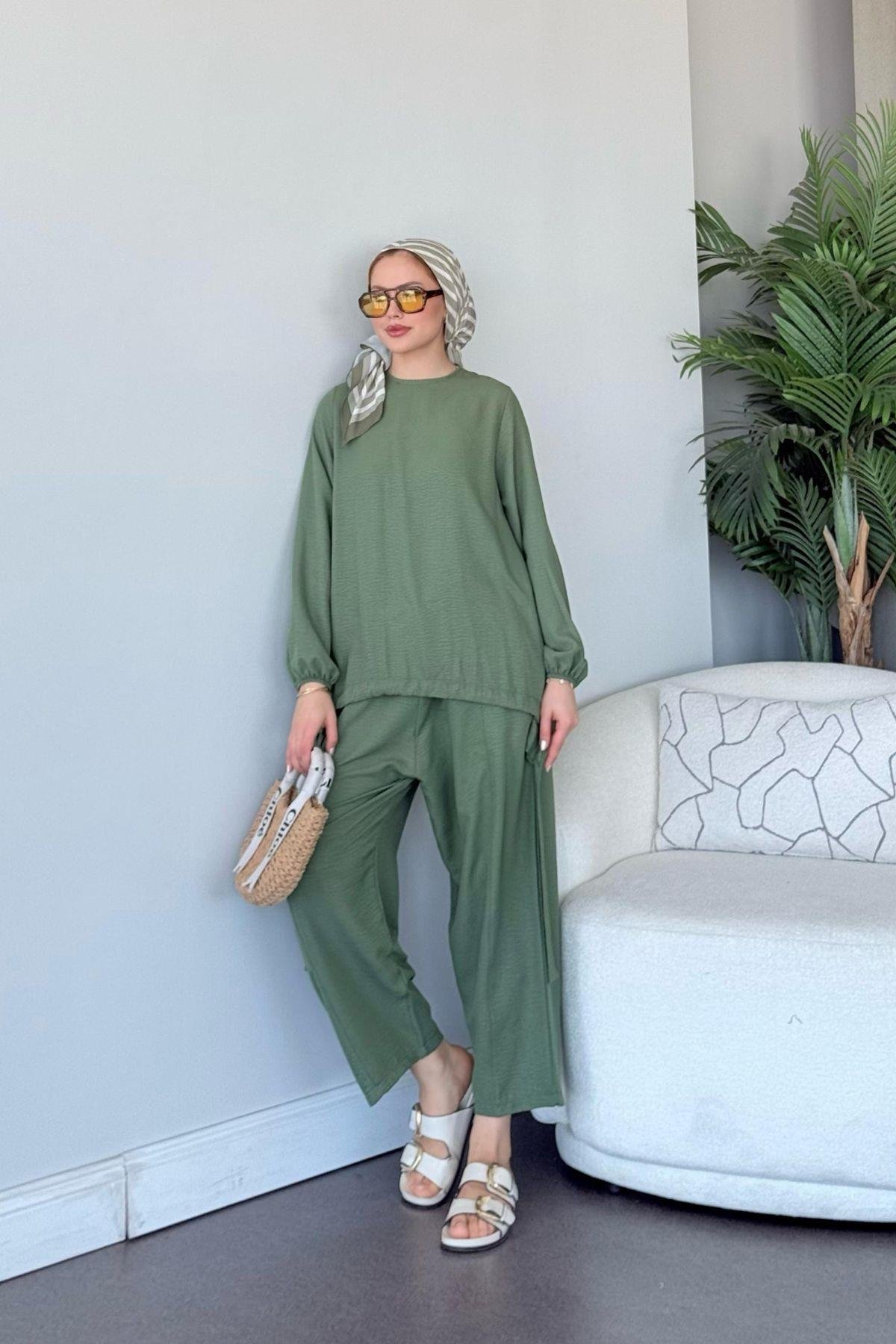 Şalvar Takım Mint, Fiyatları Şalvar Airobin Takım Mint- Haza Moda 