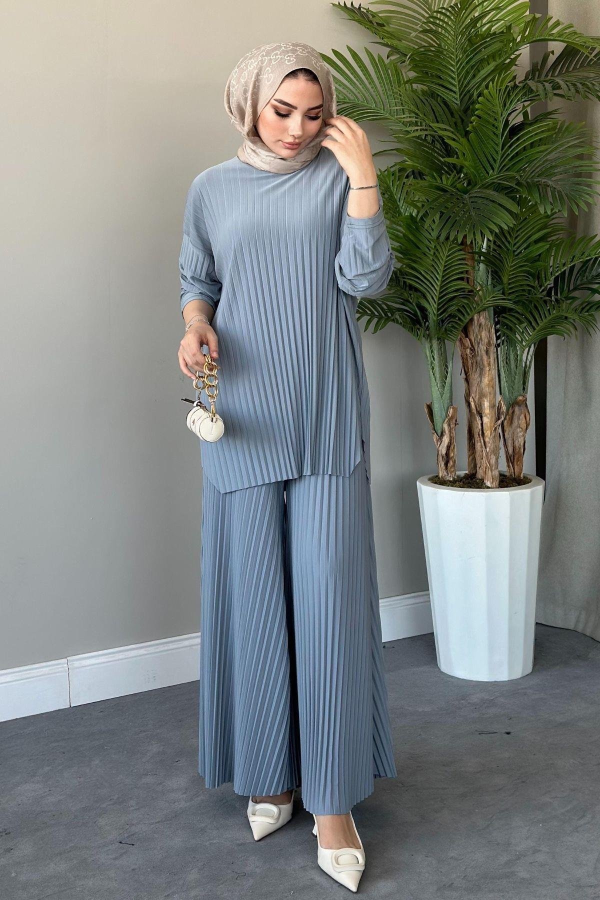 Sandy Suit Pilisoley Gray, Fiyatları Sandy Team Pilisoley Gray - Haza Moda | Hijab Clothing