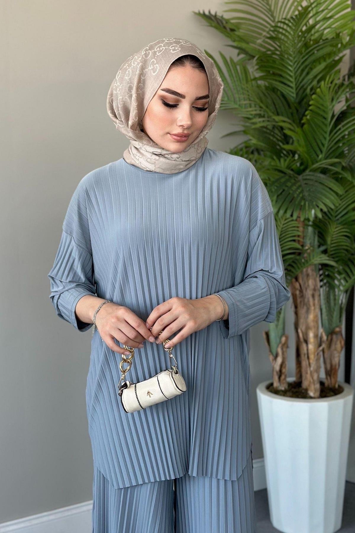 Sandy Suit Pilisoley Gray, Fiyatları Sandy Team Pilisoley Gray - Haza Moda | Hijab Clothing