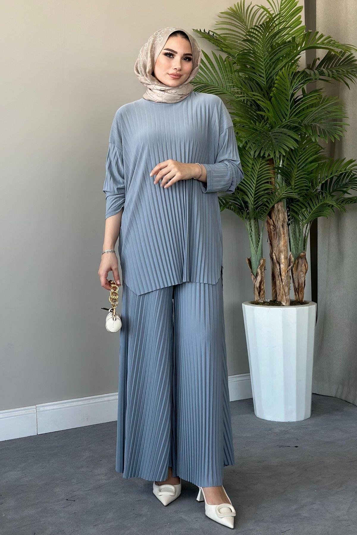 Sandy Suit Pilisoley Gray, Fiyatları Sandy Team Pilisoley Gray - Haza Moda | Hijab Clothing