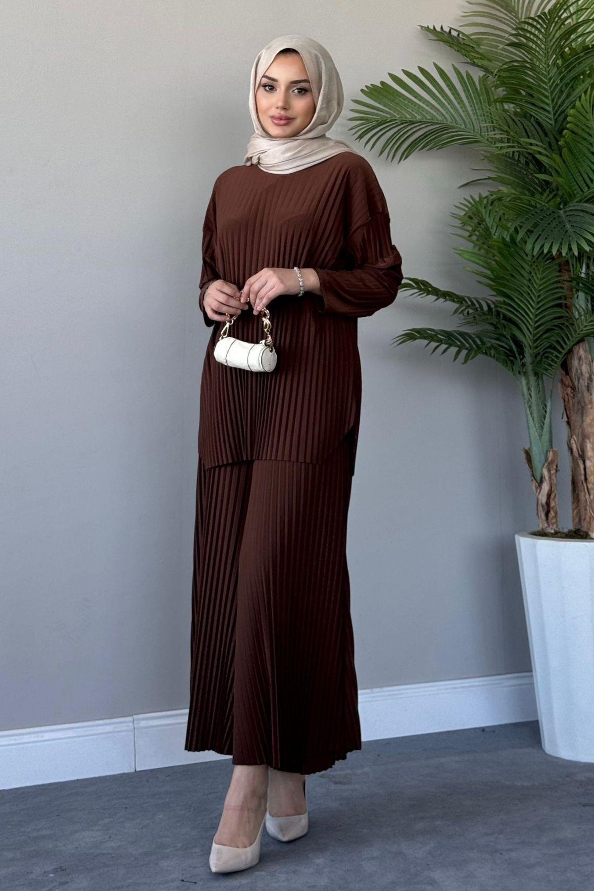 Sandy Suit Pilisoley Coffee, Fiyatları Sandy Team Pilisoley Coffee - Haza Moda | Hijab Clothing