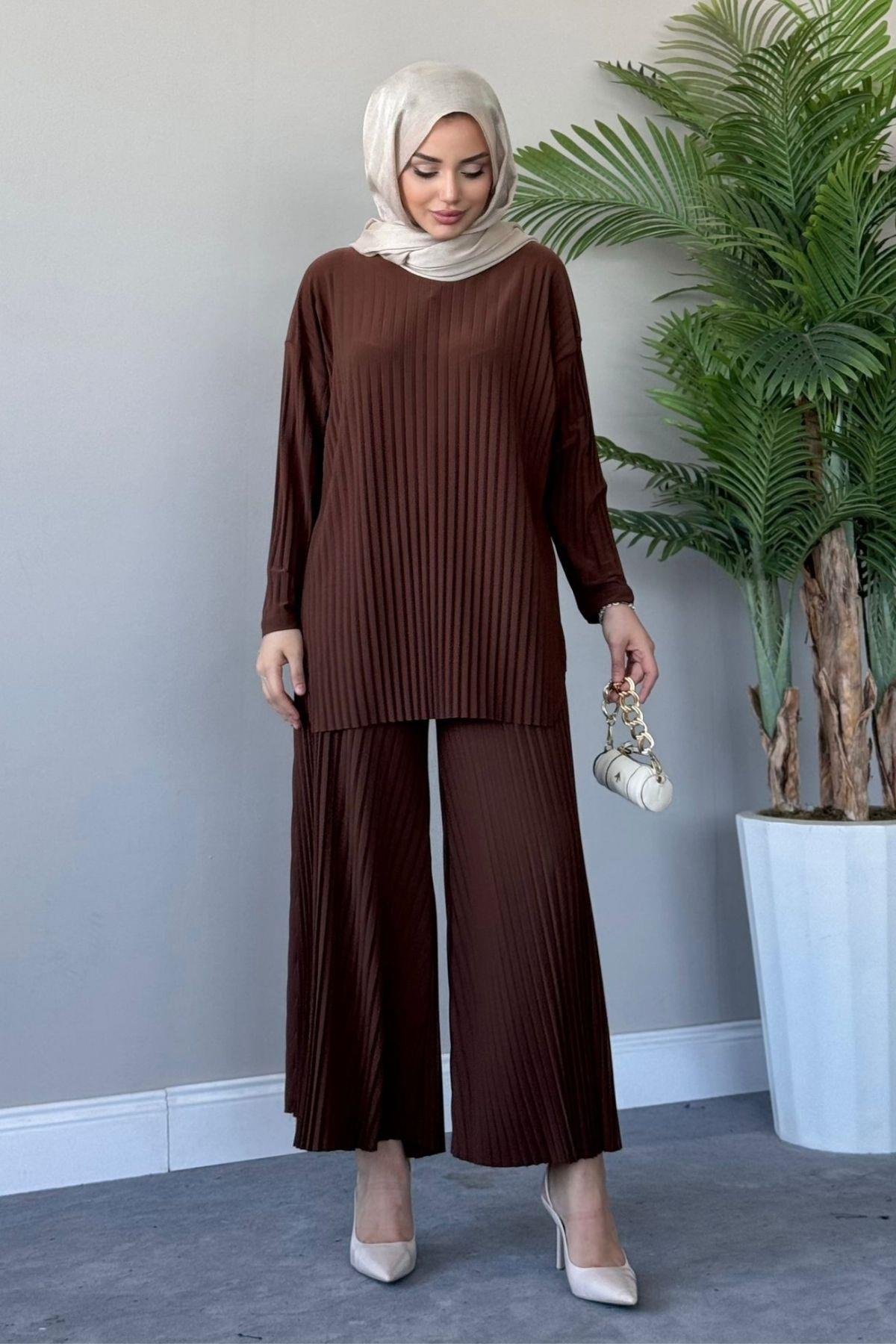 Sandy Suit Pilisoley Coffee, Fiyatları Sandy Team Pilisoley Coffee - Haza Moda | Hijab Clothing