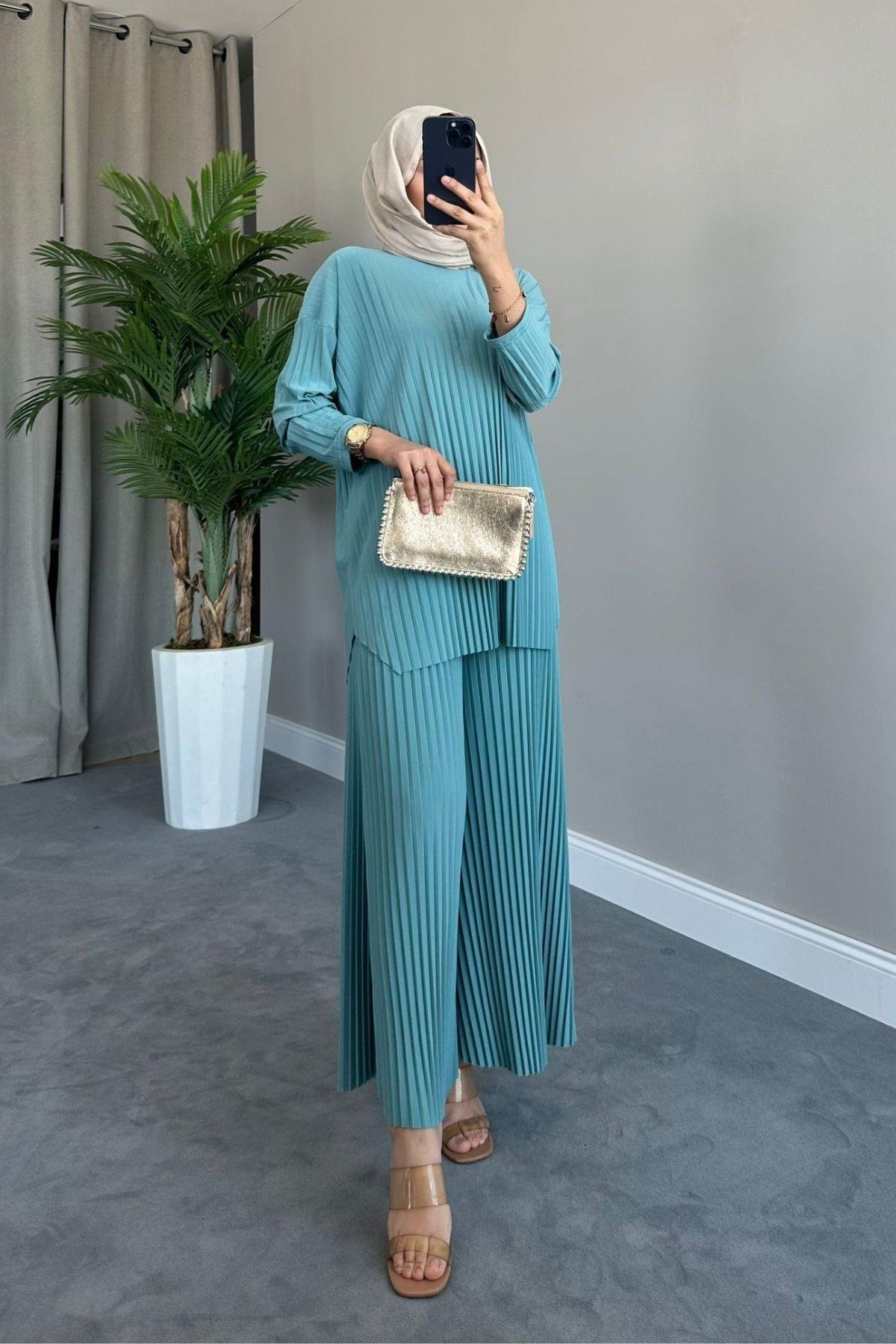 Sandy Takım Pilisoley Mint, Fiyatları Sandy Takım Pilisoley Mürdüm – Haza Moda | Tesettür Giyim