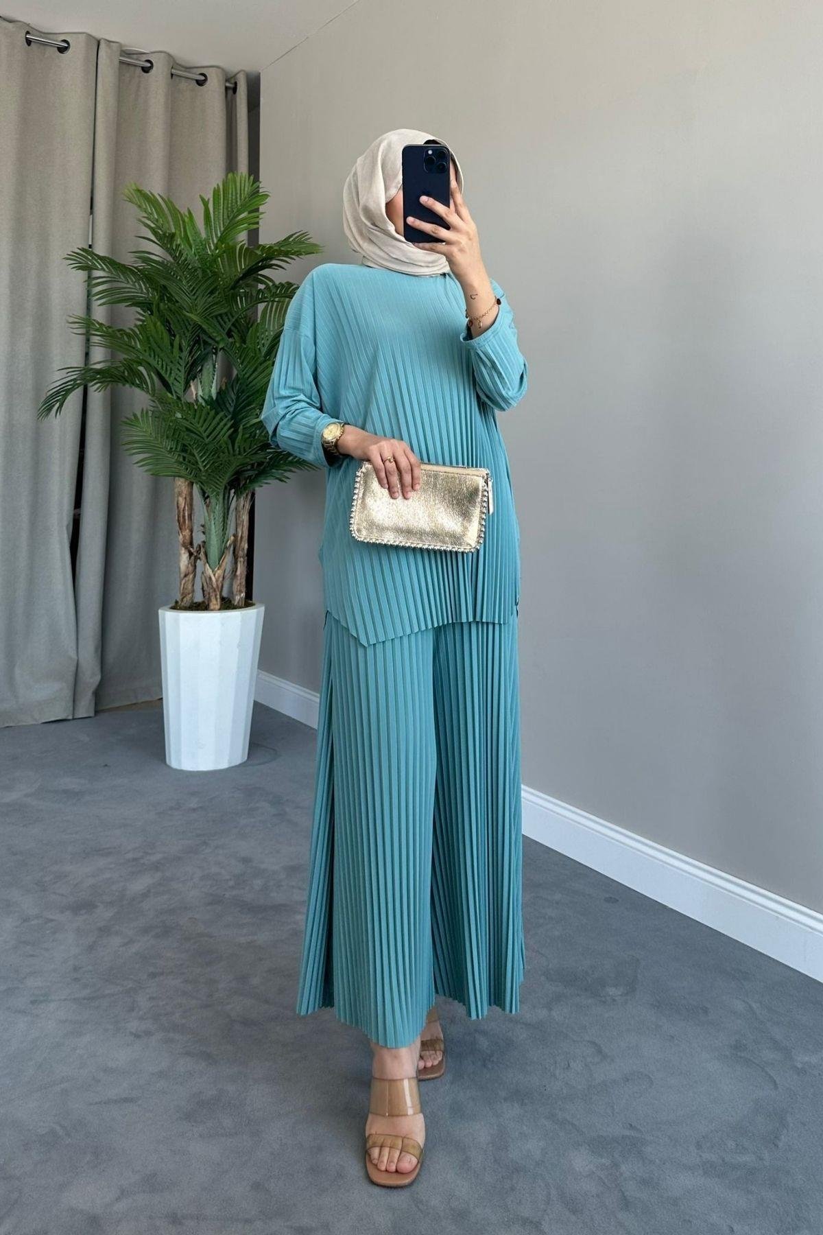 Sandy Takım Pilisoley Mint, Fiyatları Sandy Takım Pilisoley Mürdüm – Haza Moda | Tesettür Giyim