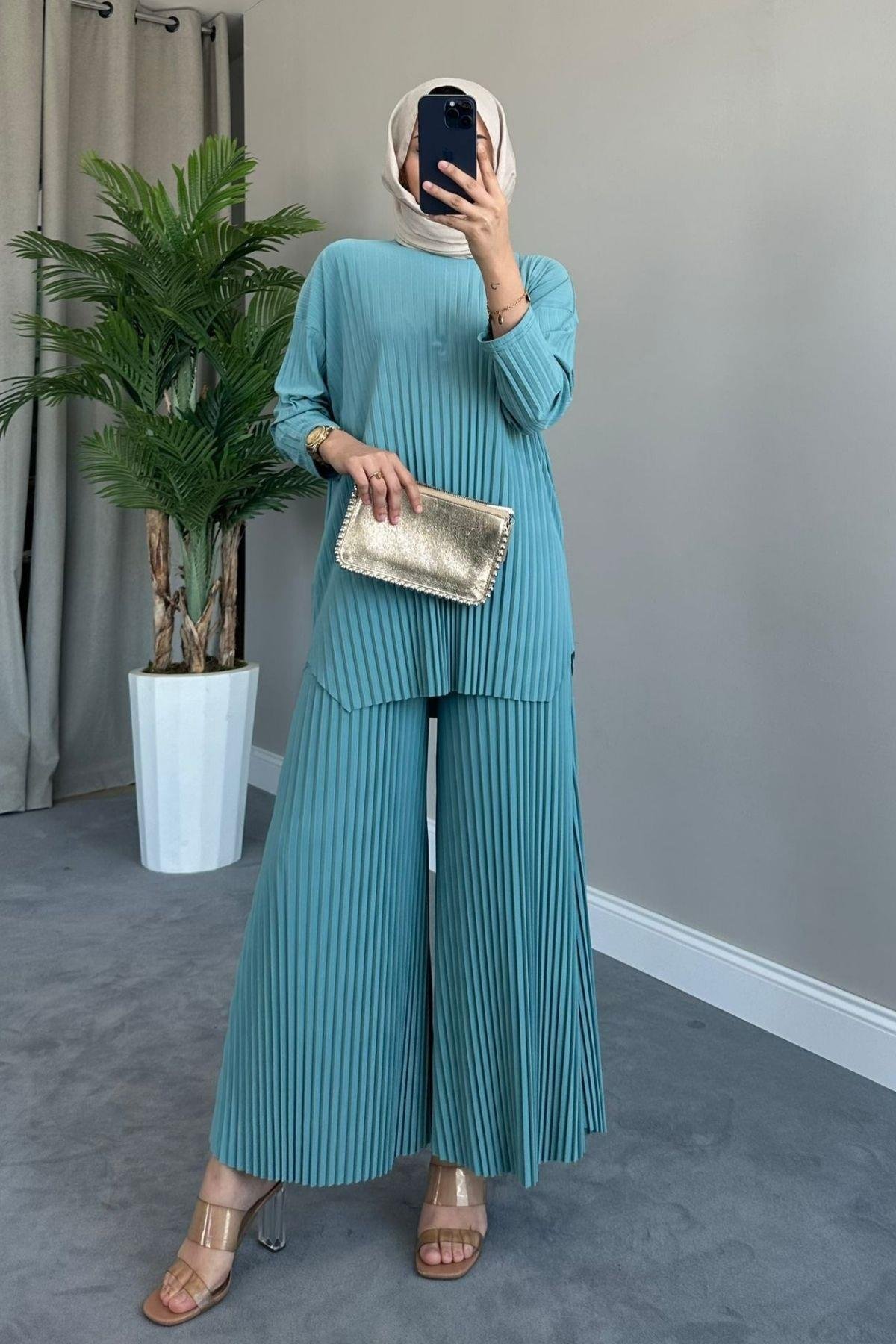 Sandy Takım Pilisoley Mint, Fiyatları Sandy Takım Pilisoley Mürdüm – Haza Moda | Tesettür Giyim