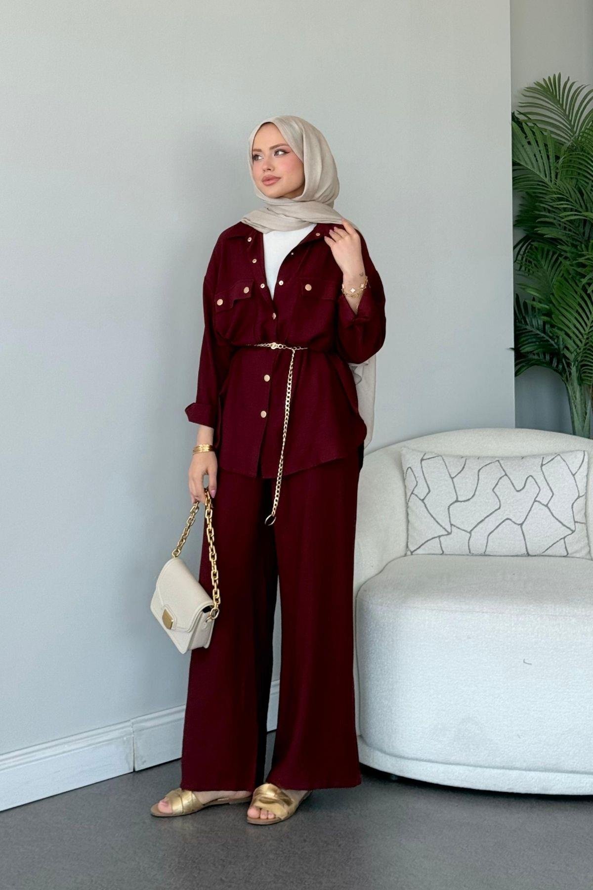 Şanel Çıtçıt Takım Bordo, Fiyatları Şanel Çıtçıt Takım Bordo- Haza Moda 