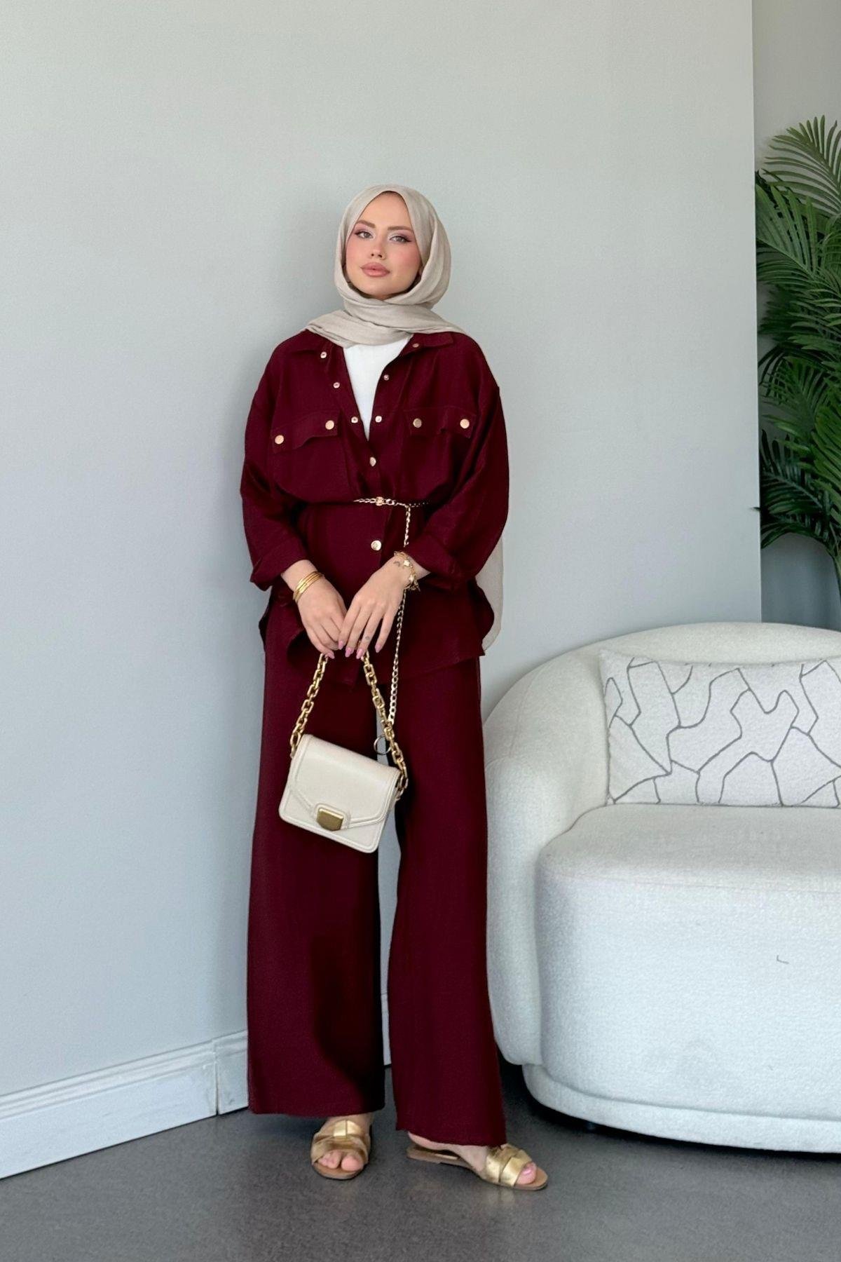 Şanel Çıtçıt Takım Bordo, Fiyatları Şanel Çıtçıt Takım Bordo- Haza Moda 