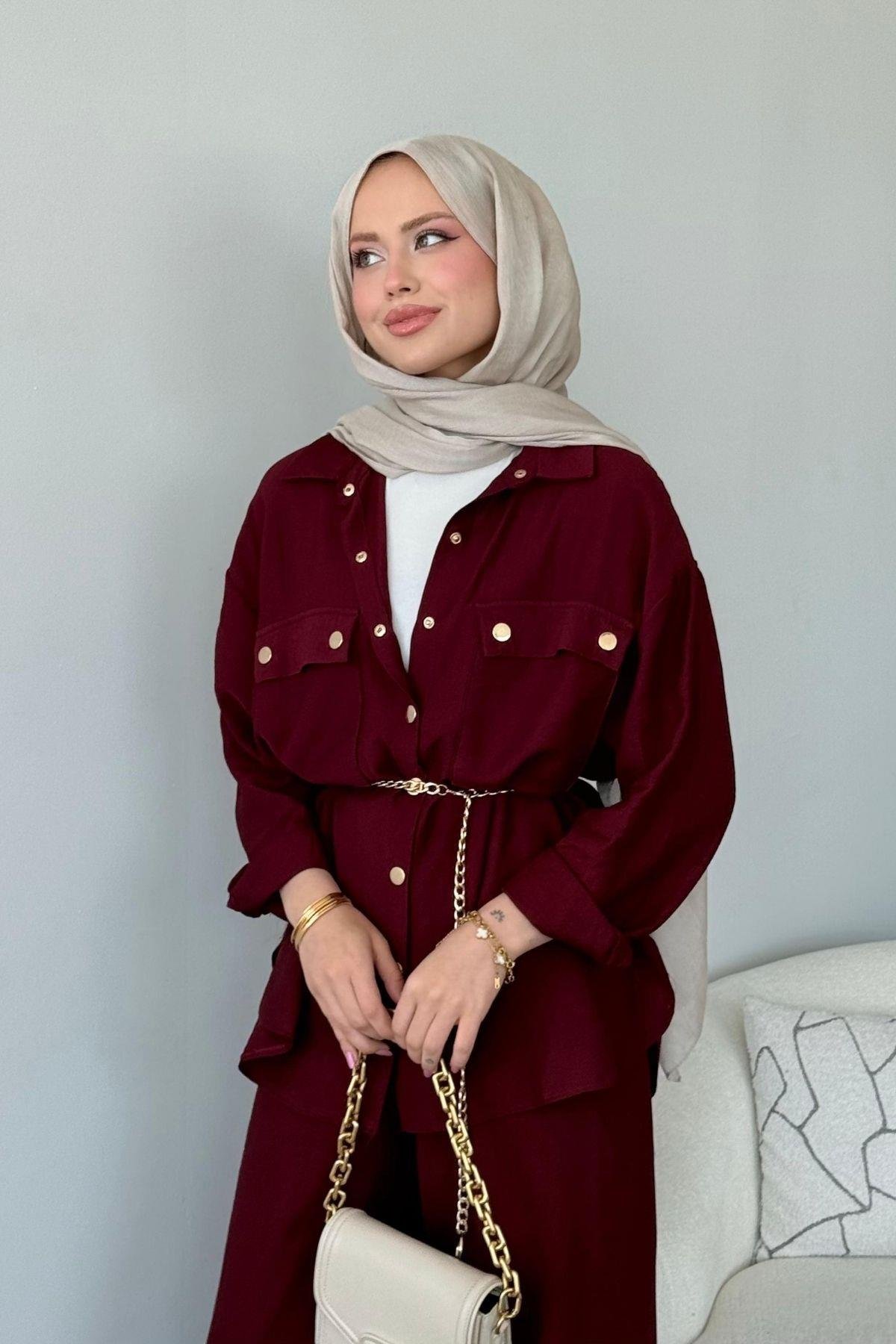 Şanel Çıtçıt Takım Bordo, Fiyatları Şanel Çıtçıt Takım Bordo- Haza Moda 