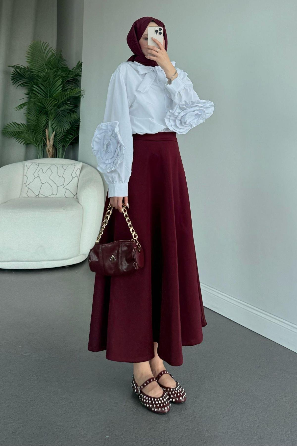 Scuba Etek Bordo, Fiyatları Scuba Etek Bordo - Haza Moda 