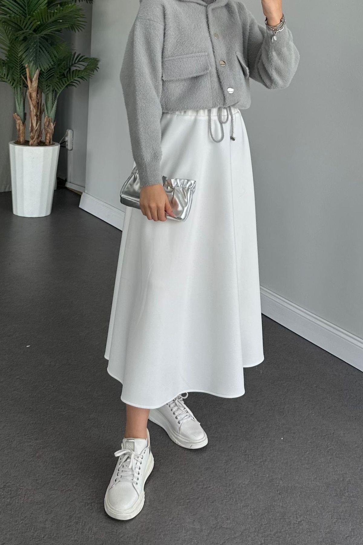 Scuba Etek Ekru, Fiyatları Haza Moda | Tesettür Giyim | Scuba Etek Ekru