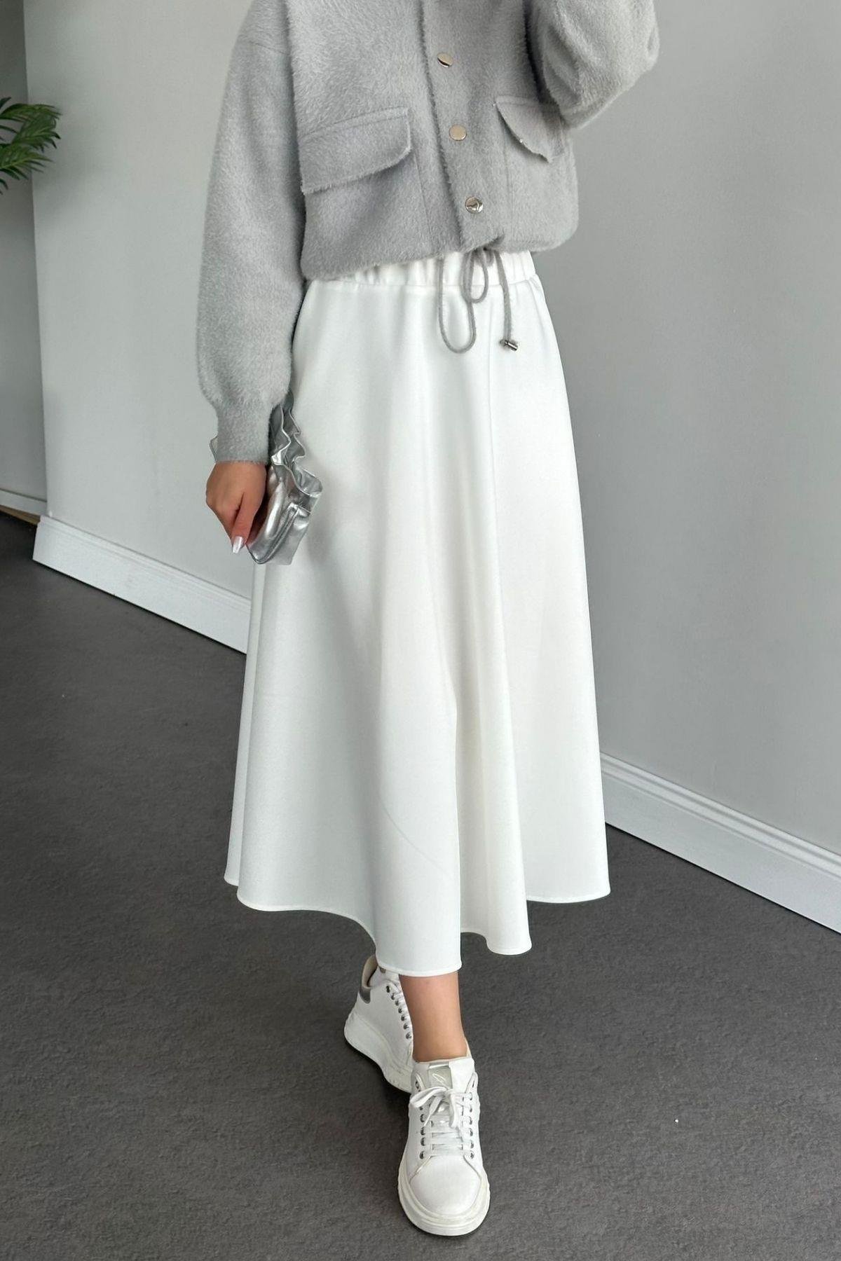 Scuba Etek Ekru, Fiyatları Haza Moda | Tesettür Giyim | Scuba Etek Ekru