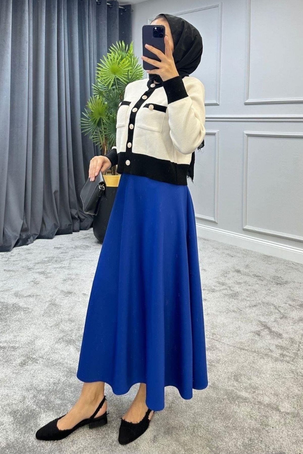 Scuba Etek Saks, Fiyatları Scuba Etek Saks – Haza Moda | Tesettür Giyim