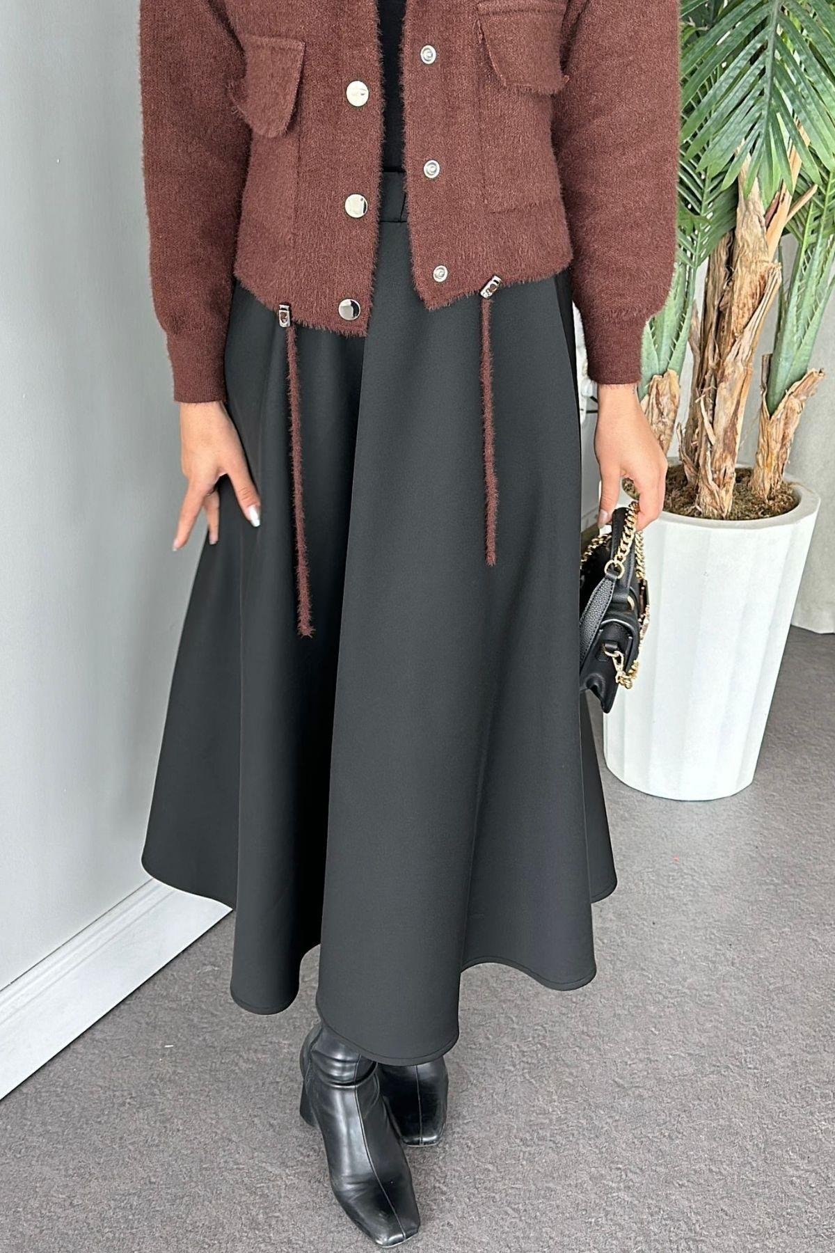 Scuba Etek Siyah, Fiyatları Haza Moda | Tesettür Giyim | Scuba Etek Siyah