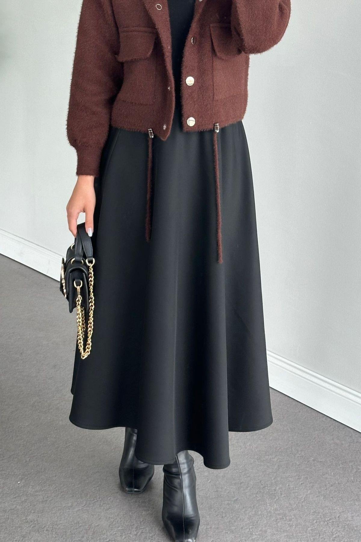 Scuba Etek Siyah, Fiyatları Haza Moda | Tesettür Giyim | Scuba Etek Siyah