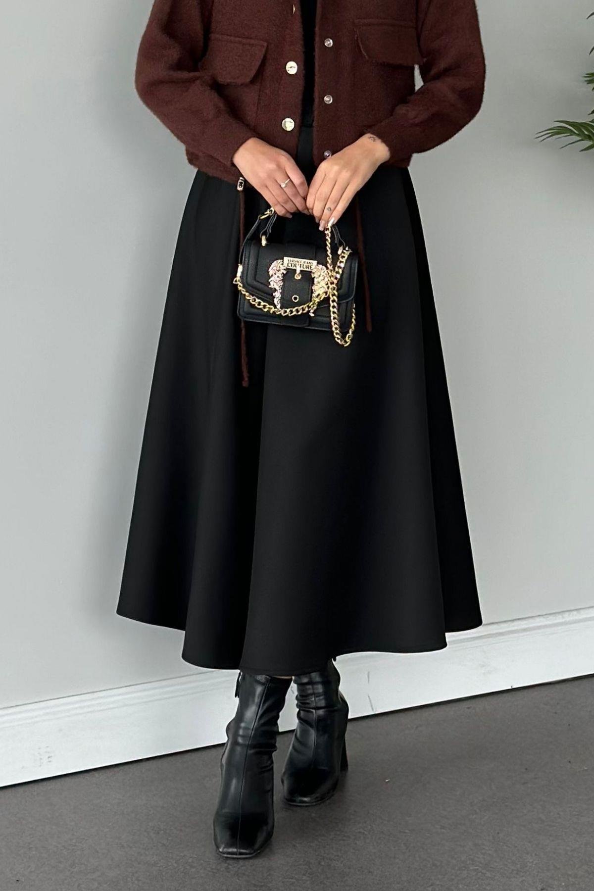 Scuba Etek Siyah, Fiyatları Haza Moda | Tesettür Giyim | Scuba Etek Siyah