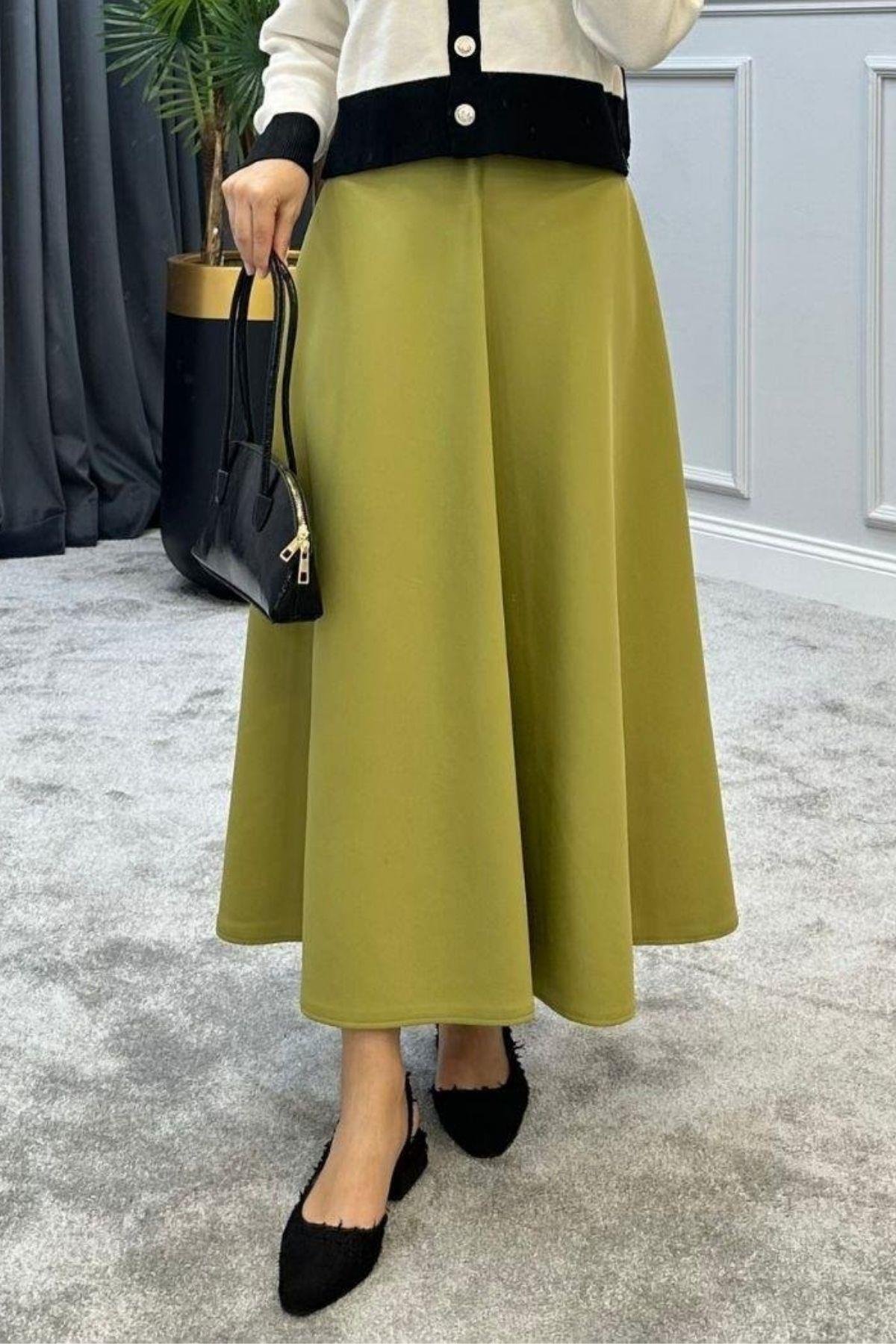 Scuba Etek Yağyeşili, Fiyatları Scuba Etek Yağyeşili – Haza Moda | Tesettür Giyim