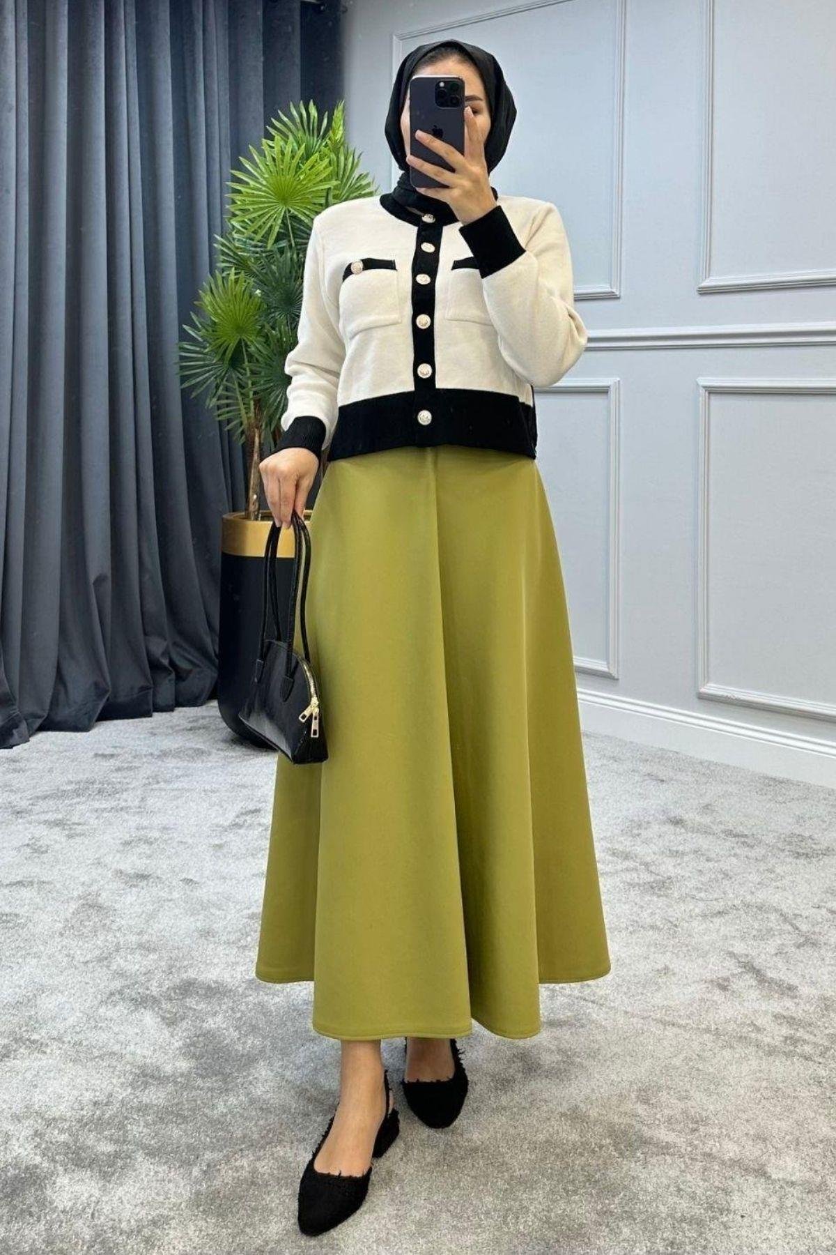 Scuba Etek Yağyeşili, Fiyatları Scuba Etek Yağyeşili – Haza Moda | Tesettür Giyim