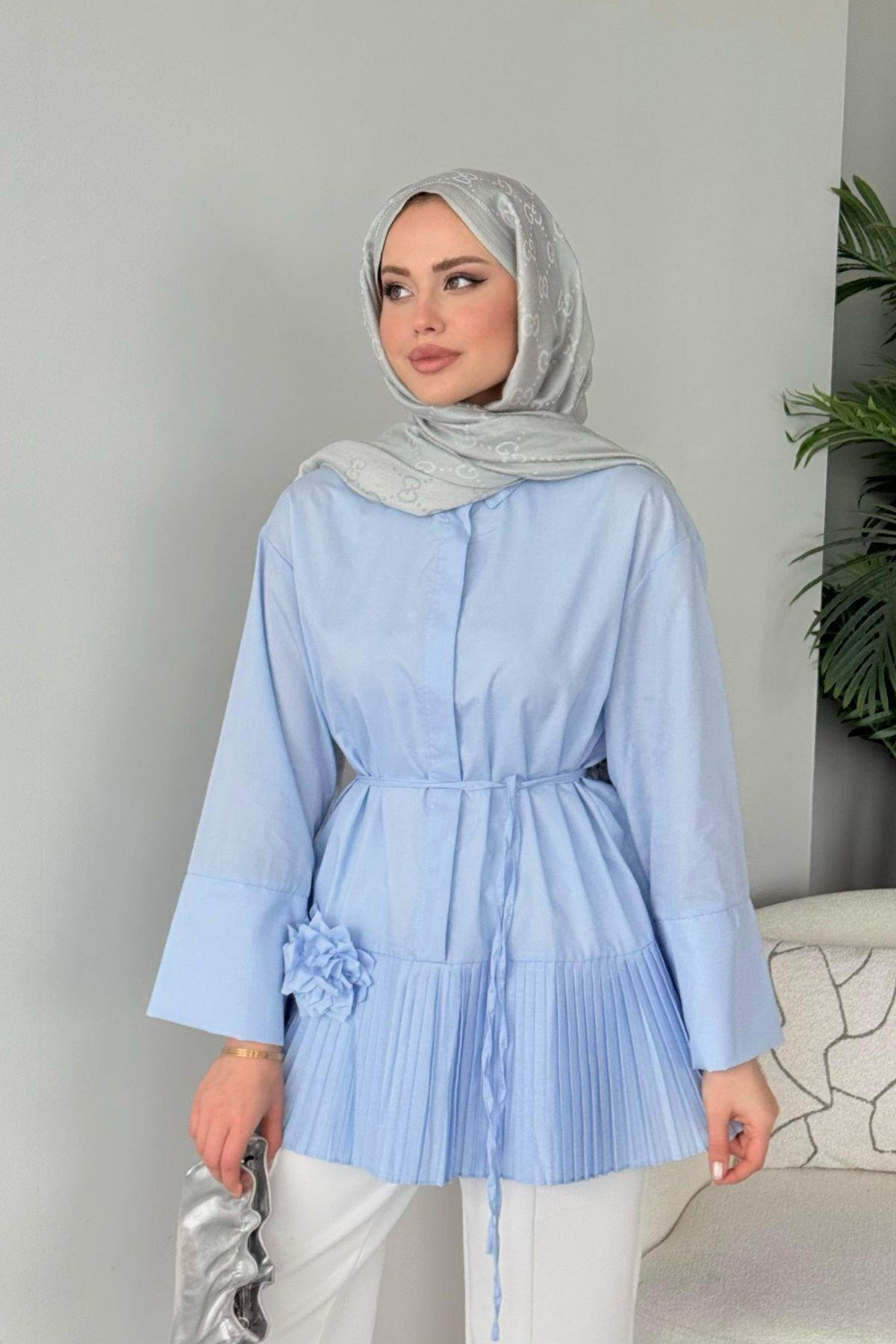 Şeker Piliseli Gömlek Bebe Mavi, Fiyatları Şeker Piliseli Gömlek Bebe Mavi - Haza Moda 