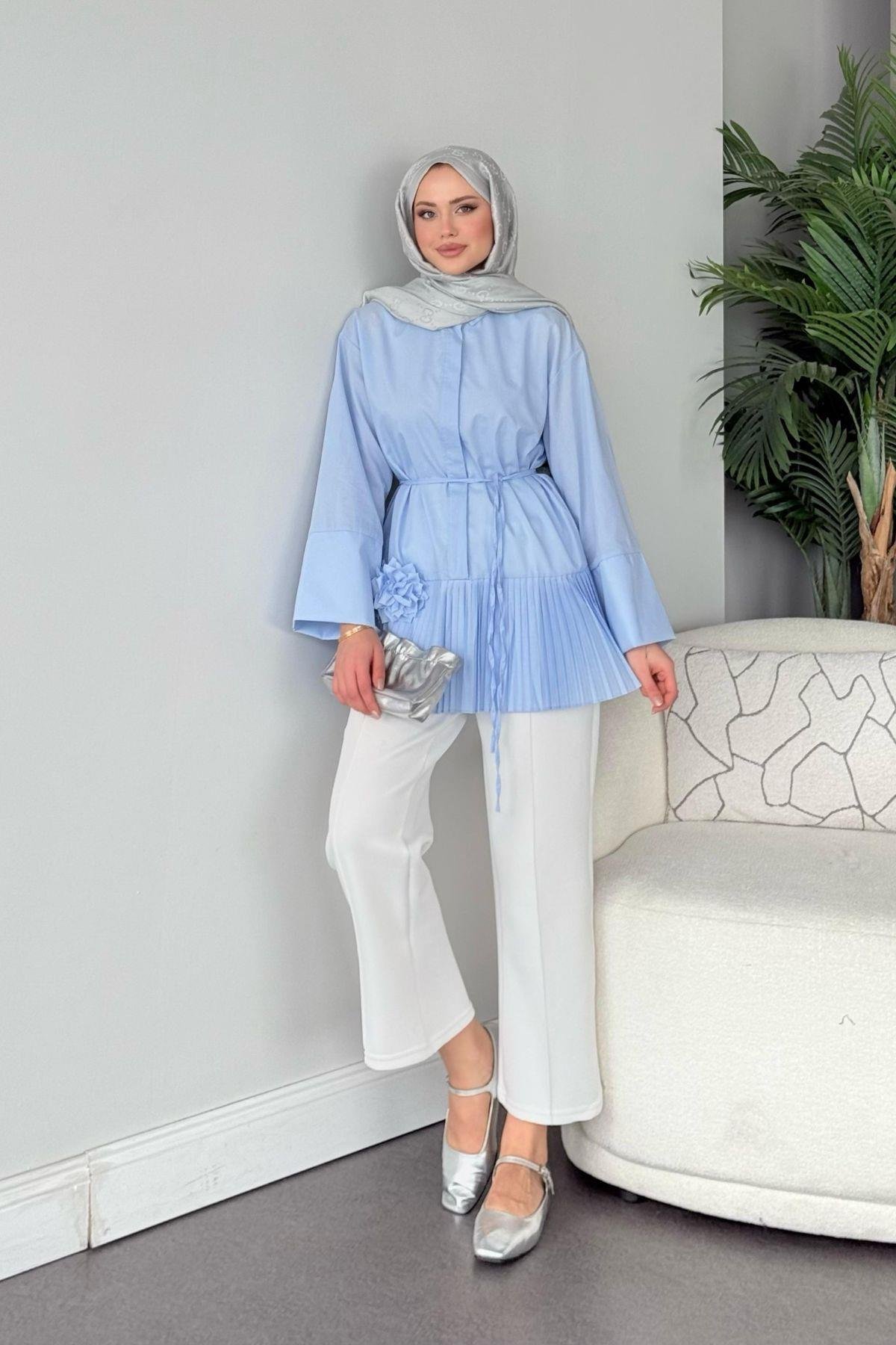 Şeker Piliseli Gömlek Bebe Mavi, Fiyatları Şeker Piliseli Gömlek Bebe Mavi - Haza Moda 