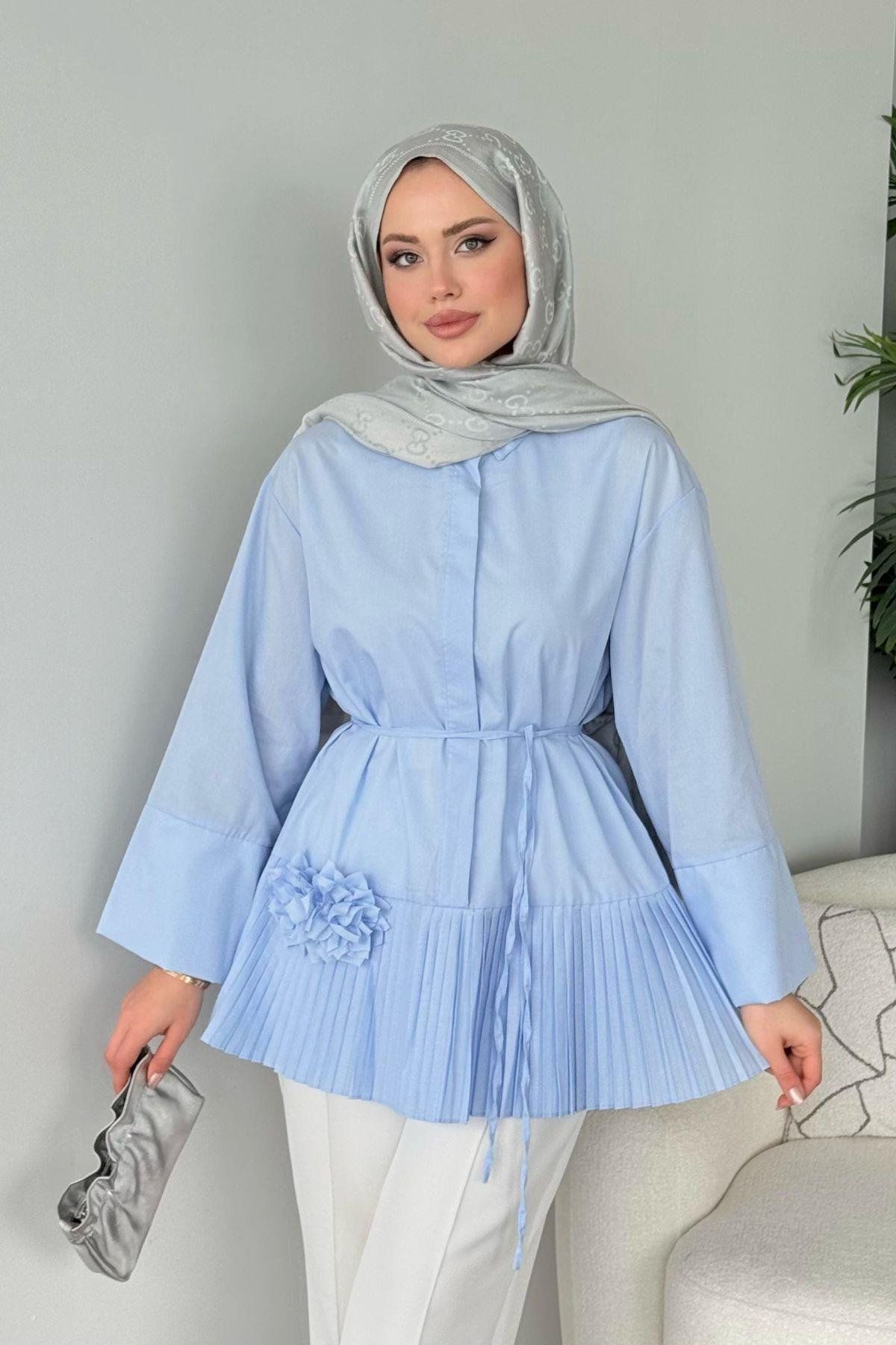 Şeker Piliseli Gömlek Bebe Mavi, Fiyatları Şeker Piliseli Gömlek Bebe Mavi - Haza Moda 