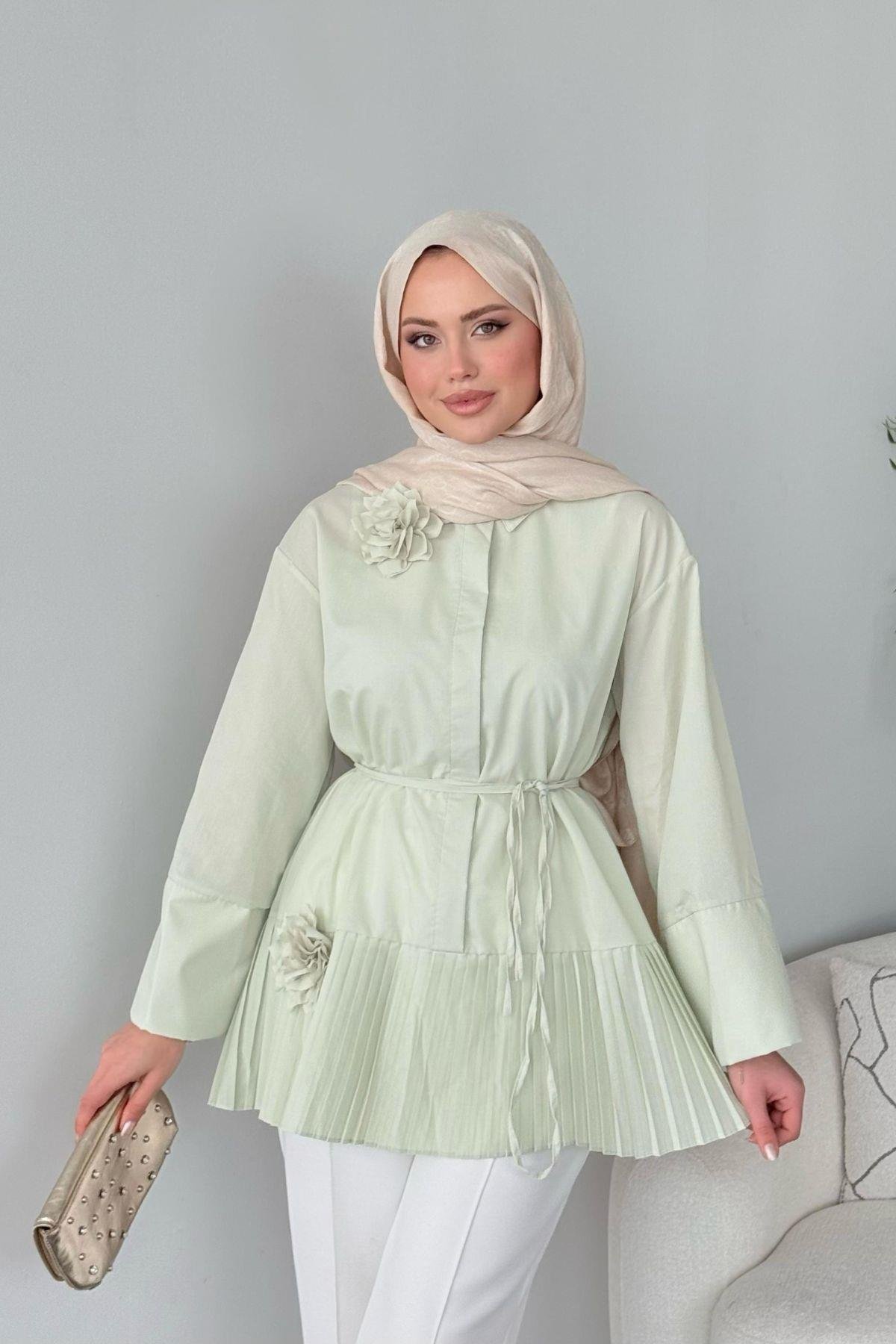 Şeker Piliseli Gömlek Mint, Fiyatları Şeker Piliseli Gömlek Mint - Haza Moda 