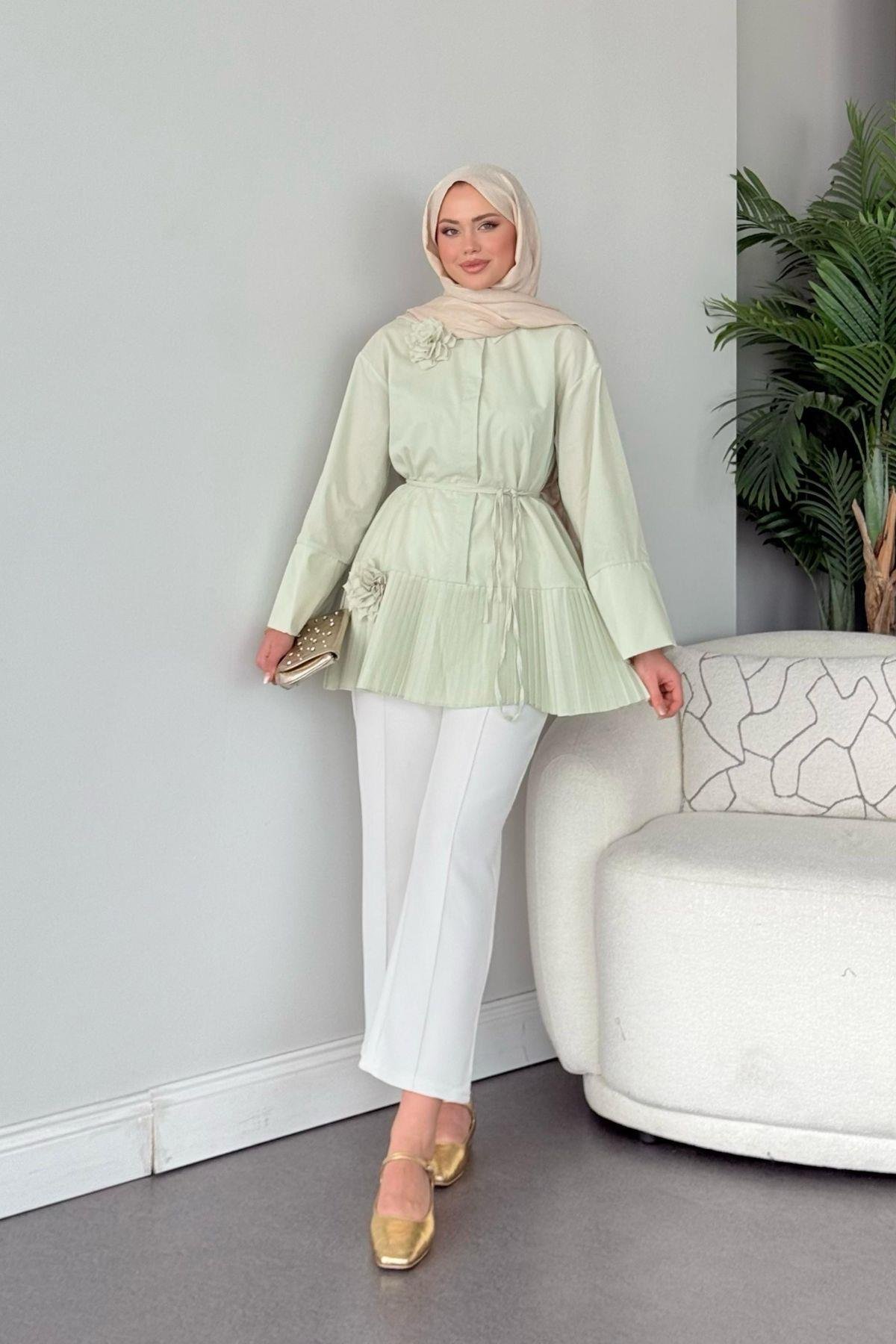 Şeker Piliseli Gömlek Mint, Fiyatları Şeker Piliseli Gömlek Mint - Haza Moda 