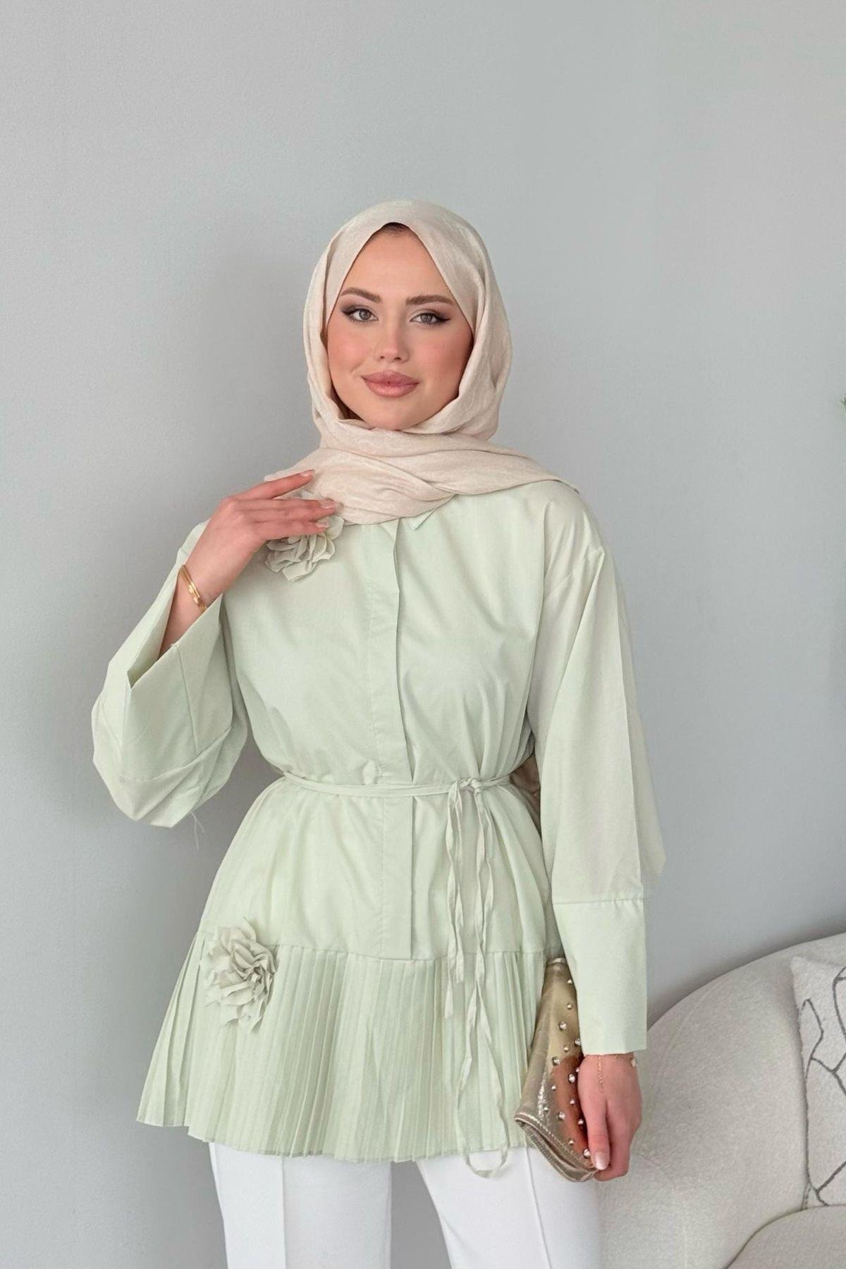 Şeker Piliseli Gömlek Mint, Fiyatları Şeker Piliseli Gömlek Mint - Haza Moda 