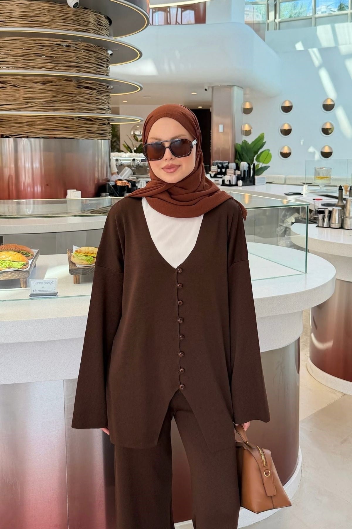 Selin Küçük Düğmeli Takım Kahve, Fiyatları 