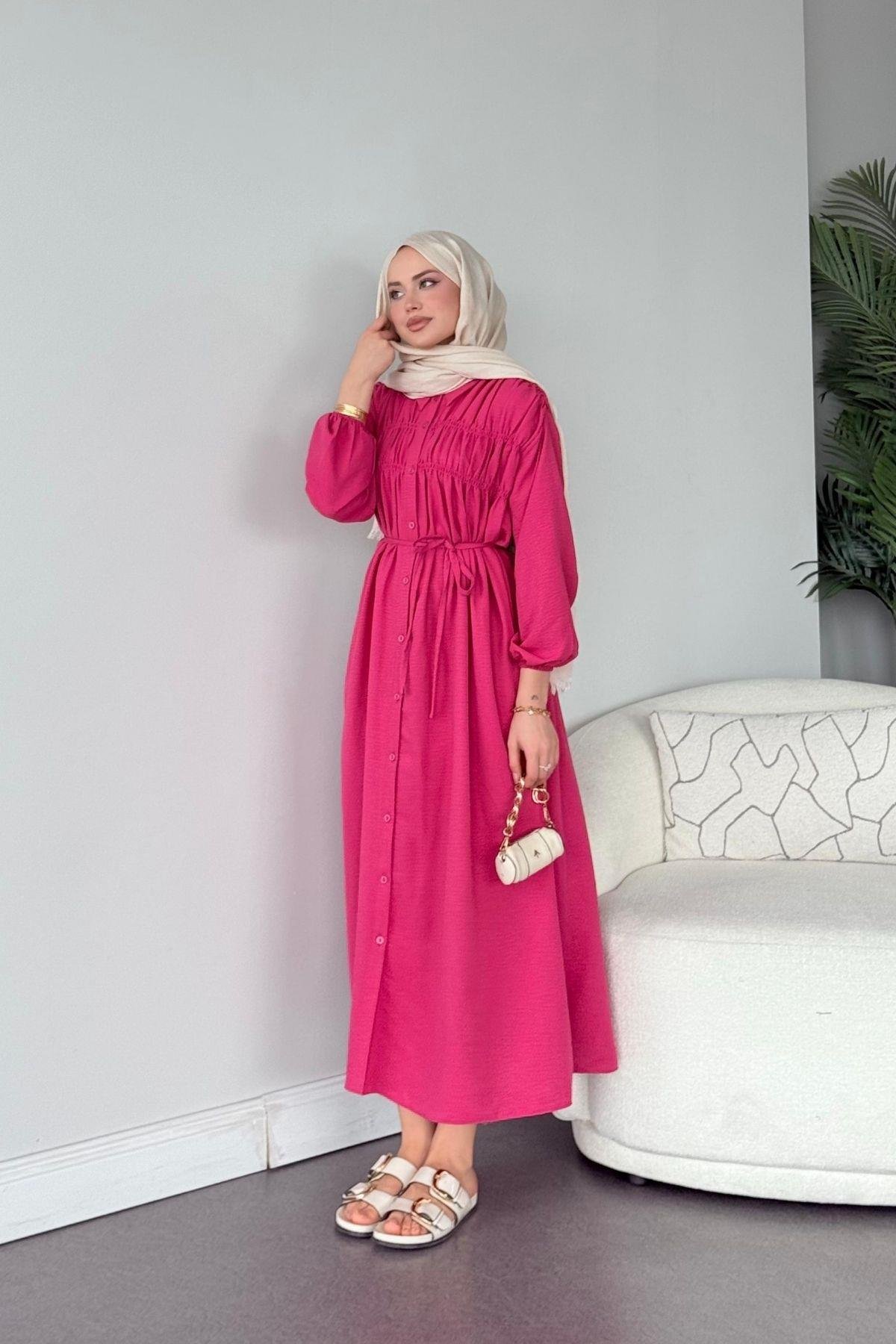 Semiz Gipeli Elbise Pembe, Fiyatları Semiz Gipeli Elbise Pembe- Haza Moda