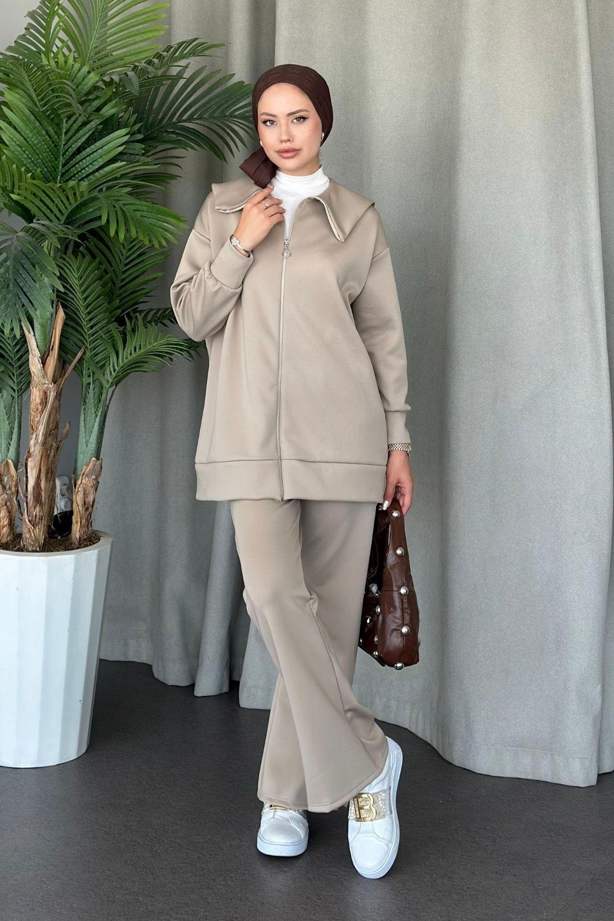 Serenay Scuba Takım Bej, Fiyatları Haza Moda | Tesettür Giyim | Serenay Scuba Takım Bej