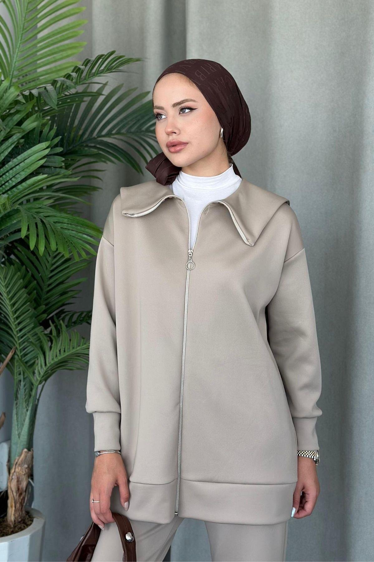 Serenay Scuba Takım Bej, Fiyatları Haza Moda | Tesettür Giyim | Serenay Scuba Takım Bej