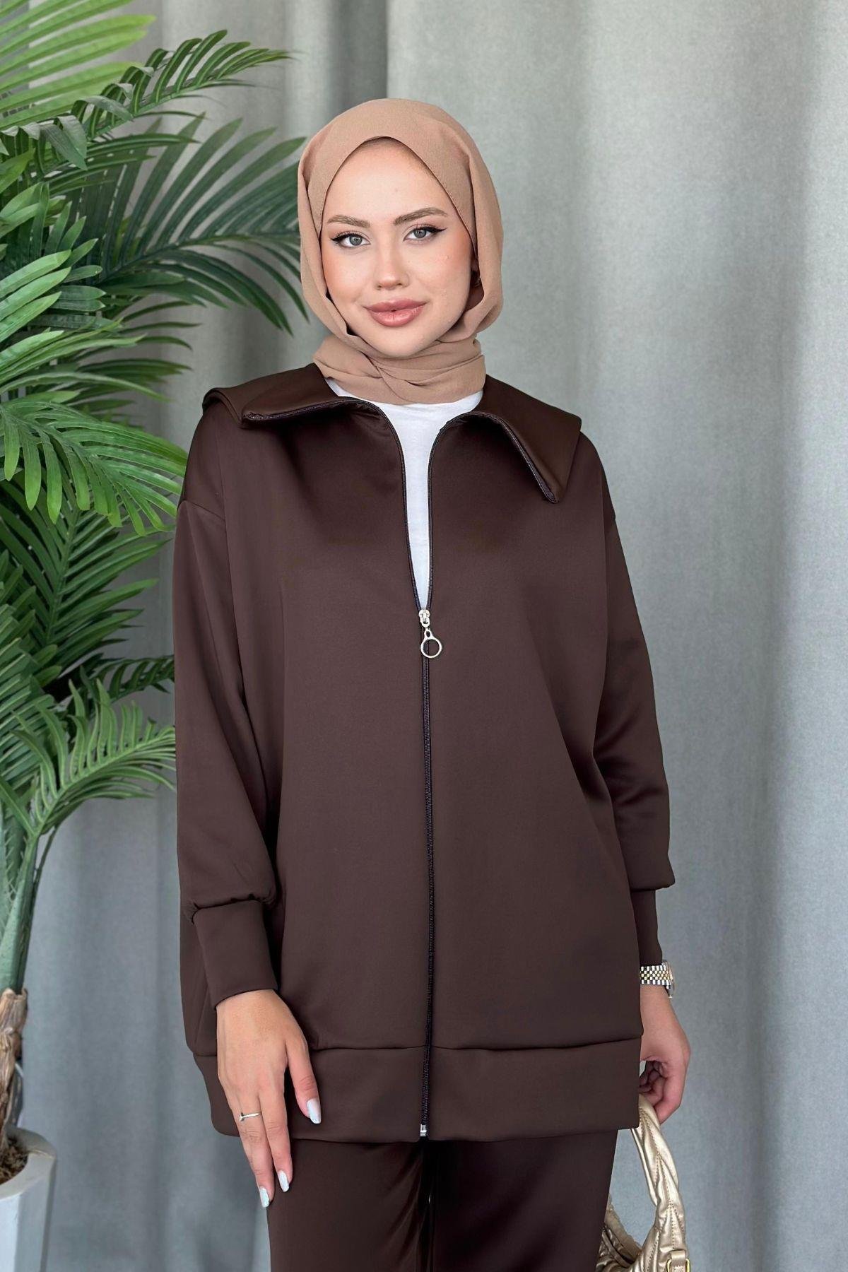 Serenay Scuba Takım Kahve, Fiyatları Haza Moda | Tesettür Giyim | Serenay Scuba Takım Kahve