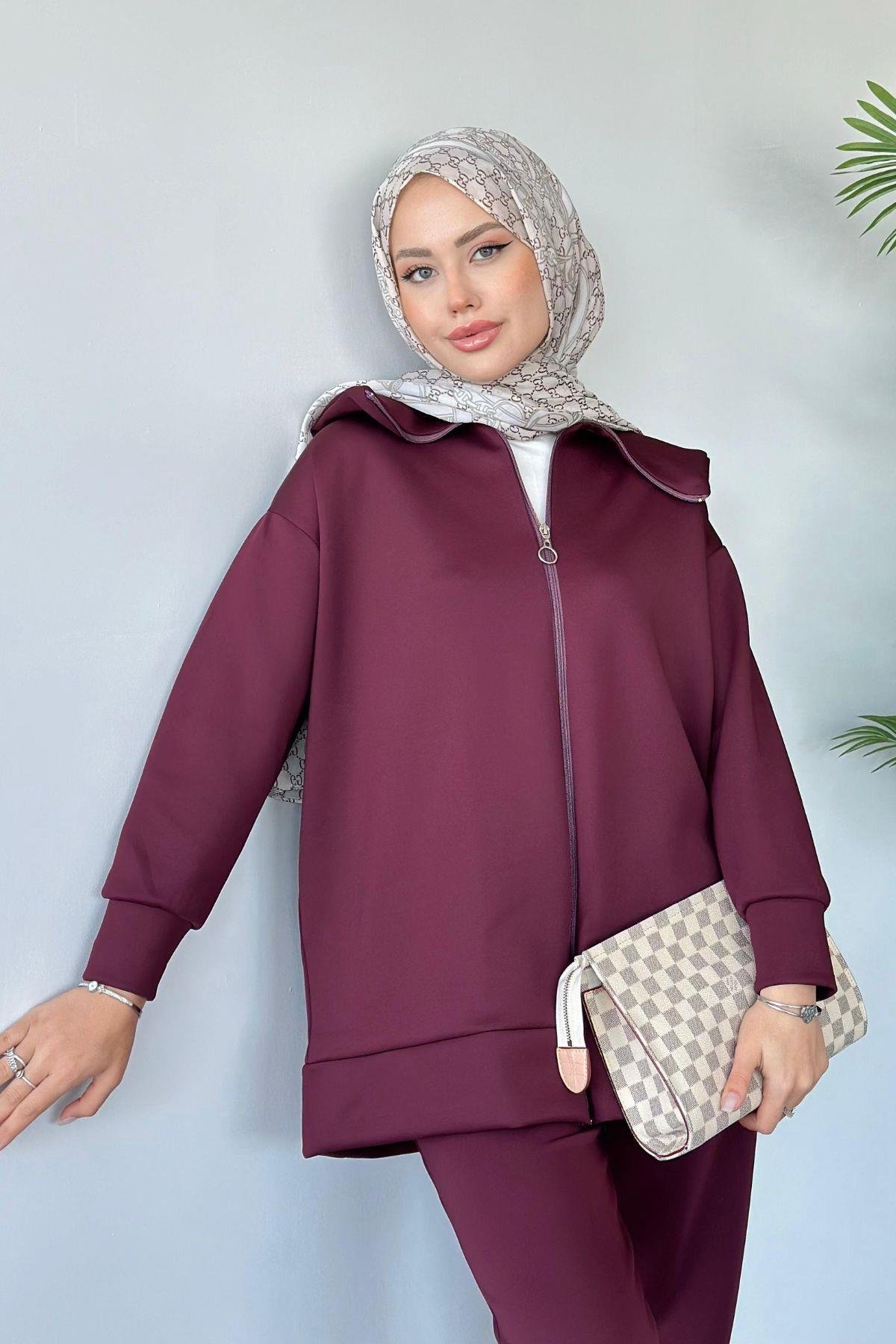 Serenay Scuba Takım Mürdüm, Fiyatları Haza Moda | Tesettür Giyim | Serenay Scuba Takım Mürdüm