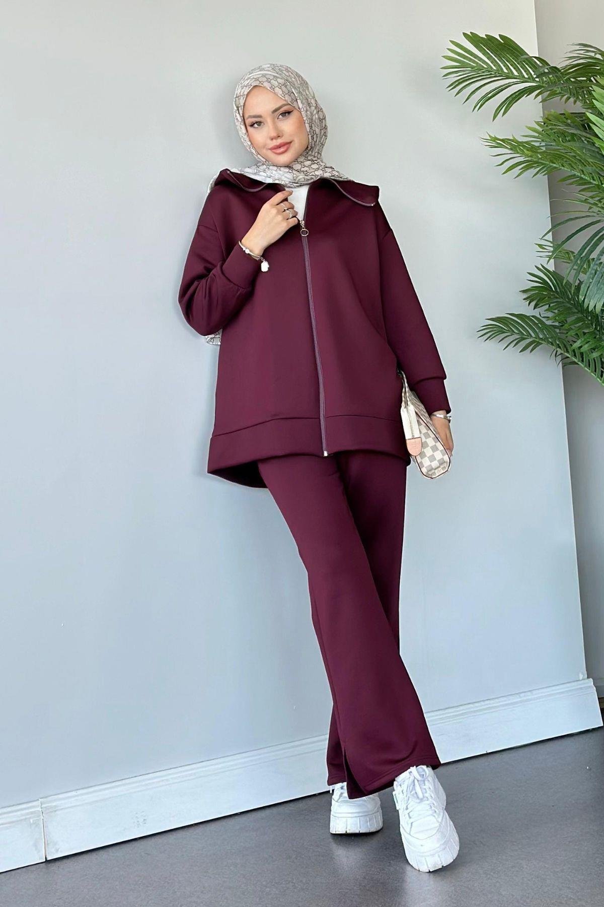 Serenay Scuba Takım Mürdüm, Fiyatları Haza Moda | Tesettür Giyim | Serenay Scuba Takım Mürdüm