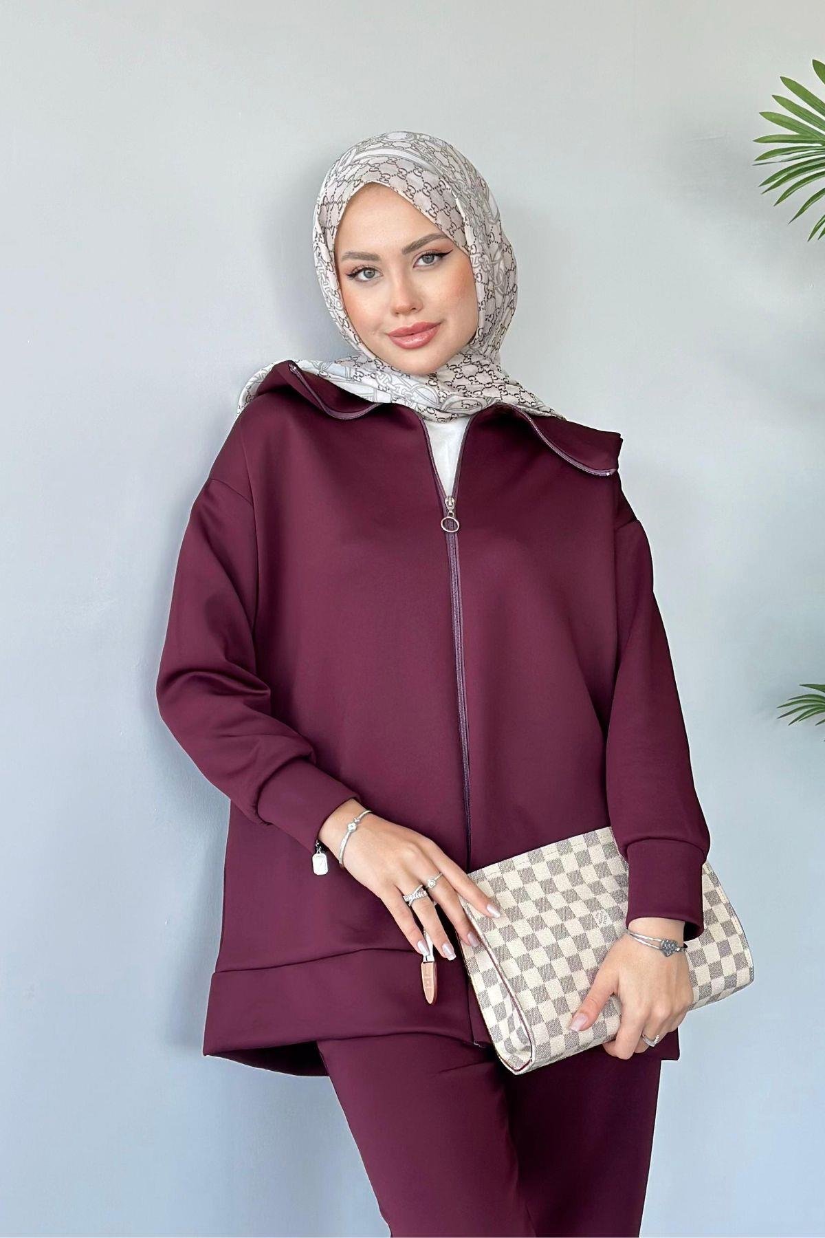 Serenay Scuba Takım Mürdüm, Fiyatları Haza Moda | Tesettür Giyim | Serenay Scuba Takım Mürdüm