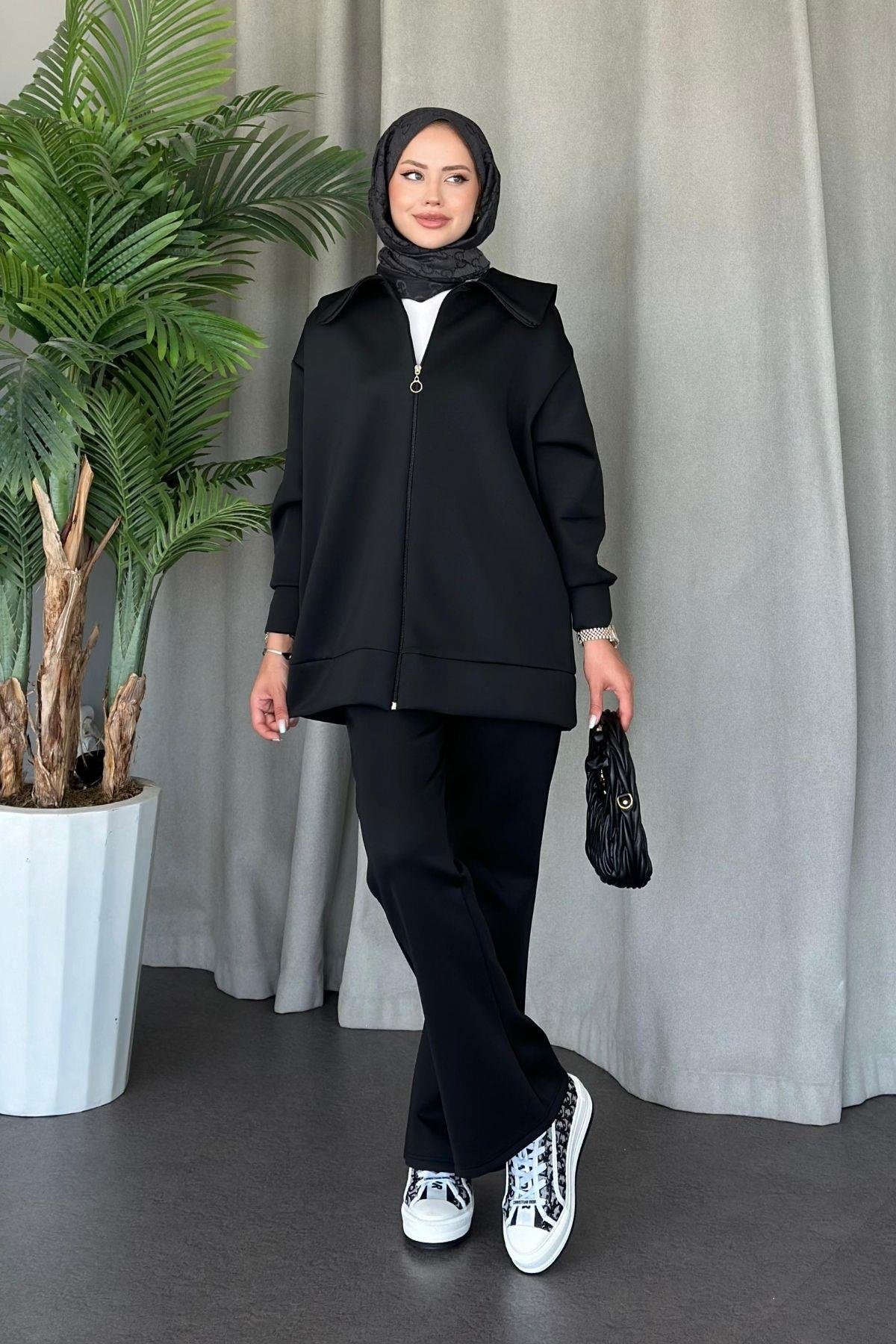 Serenay Scuba Takım Siyah, Fiyatları Haza Moda | Tesettür Giyim | Serenay Scuba Takım Siyah